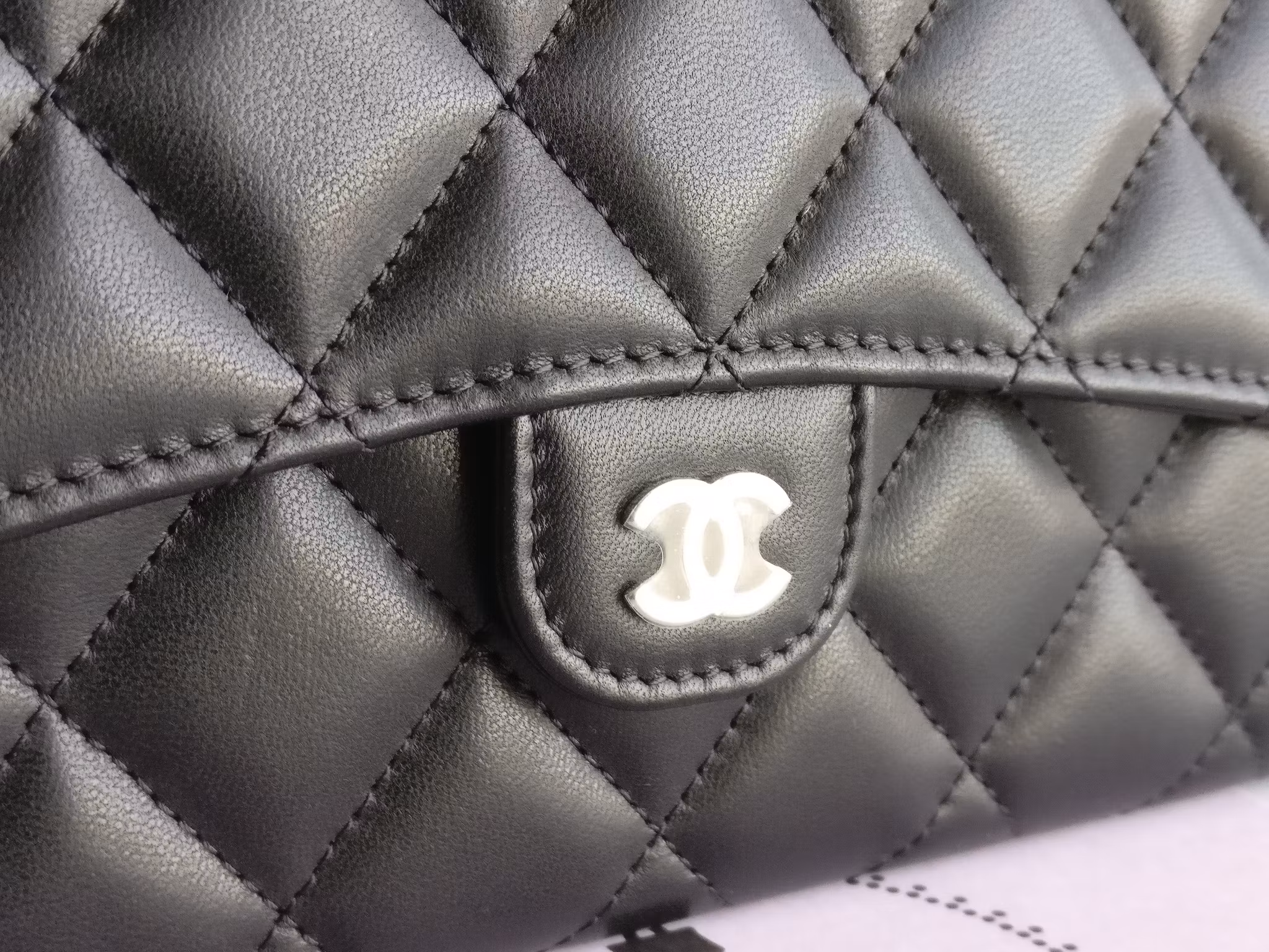 Chanel classic wallet black lambskin SHW