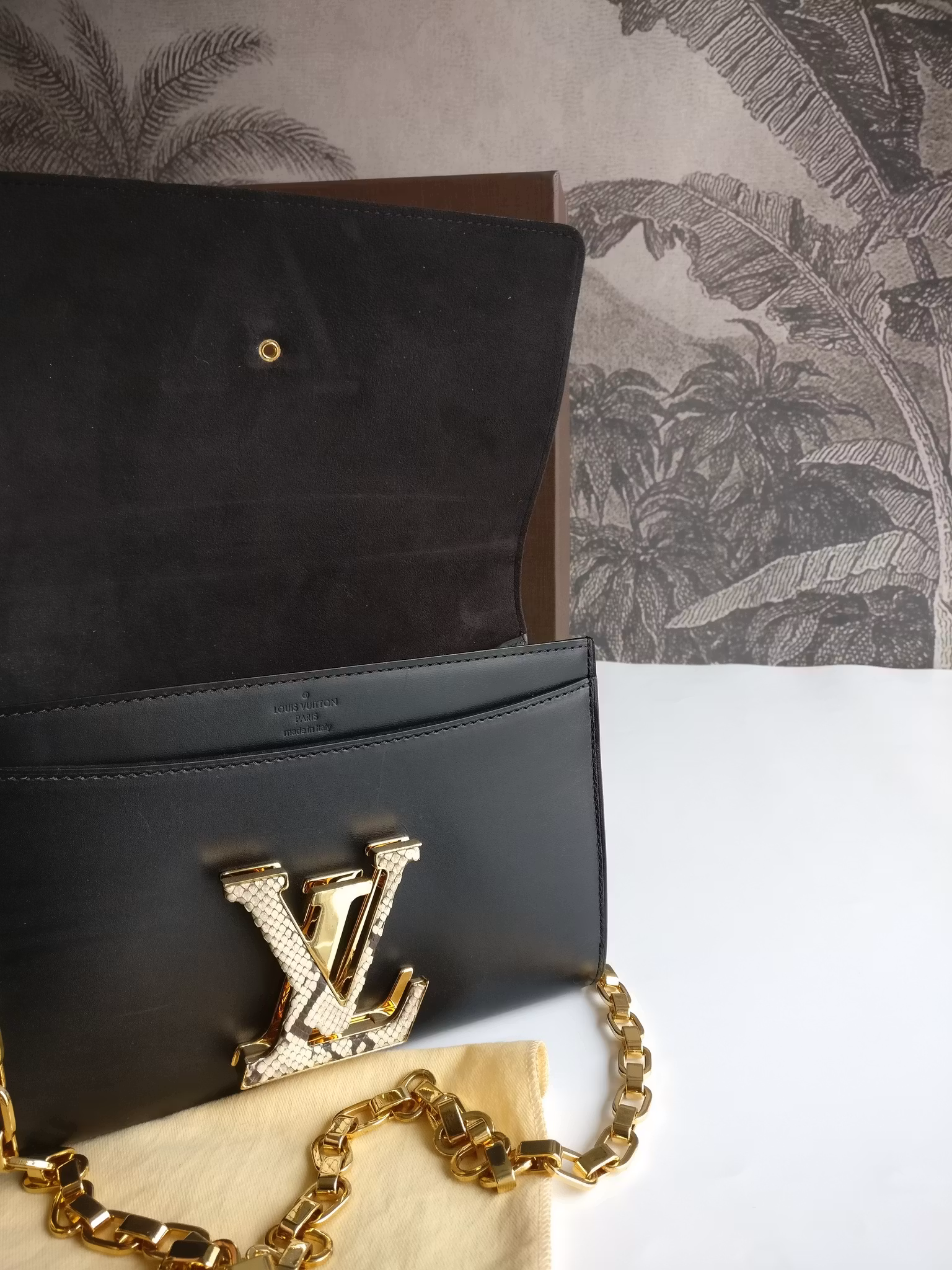 Louis Vuitton Pochette Louise GM Chain Bag Python Clasp