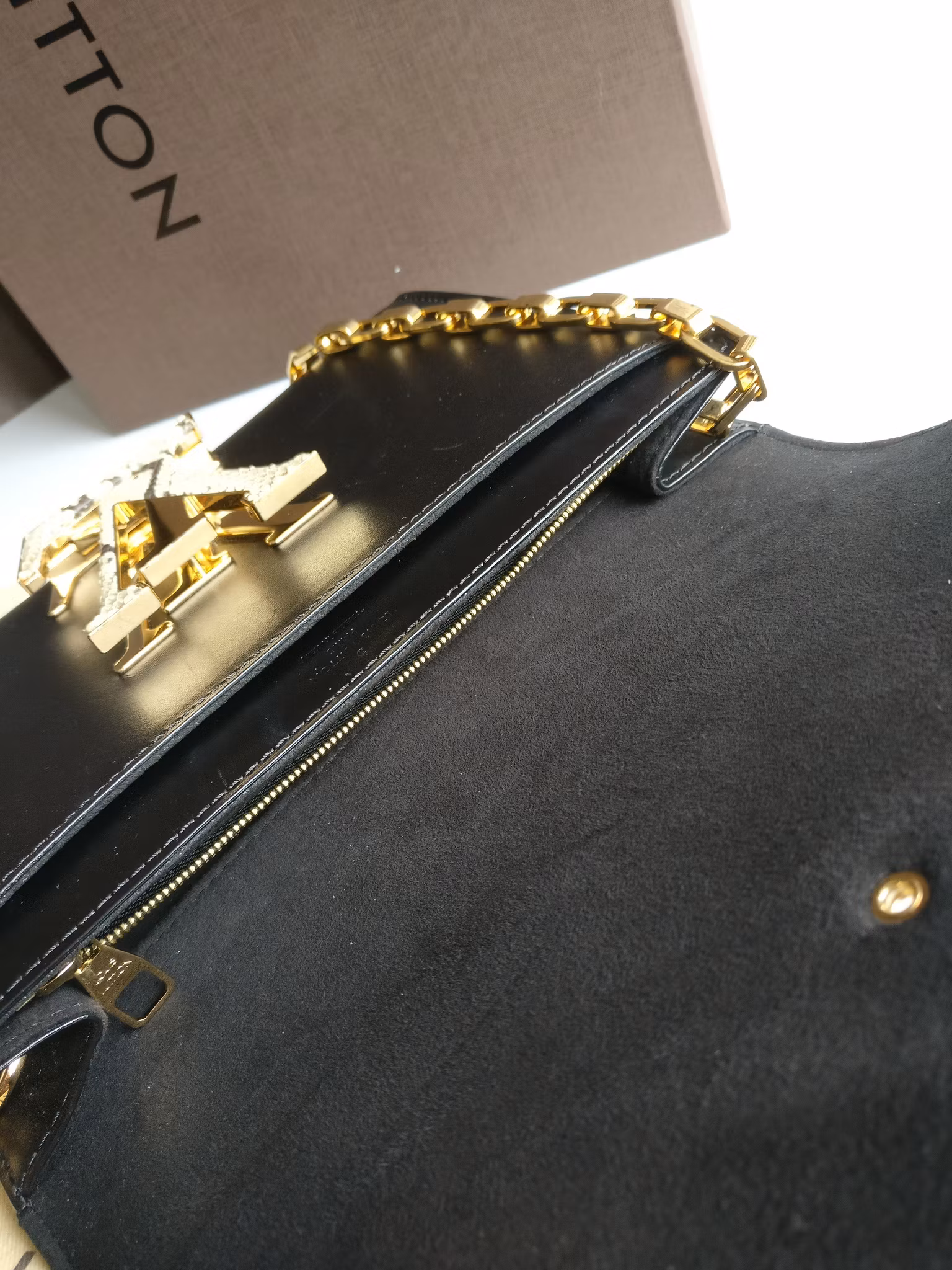 Louis Vuitton Pochette Louise GM Chain Bag Python Clasp