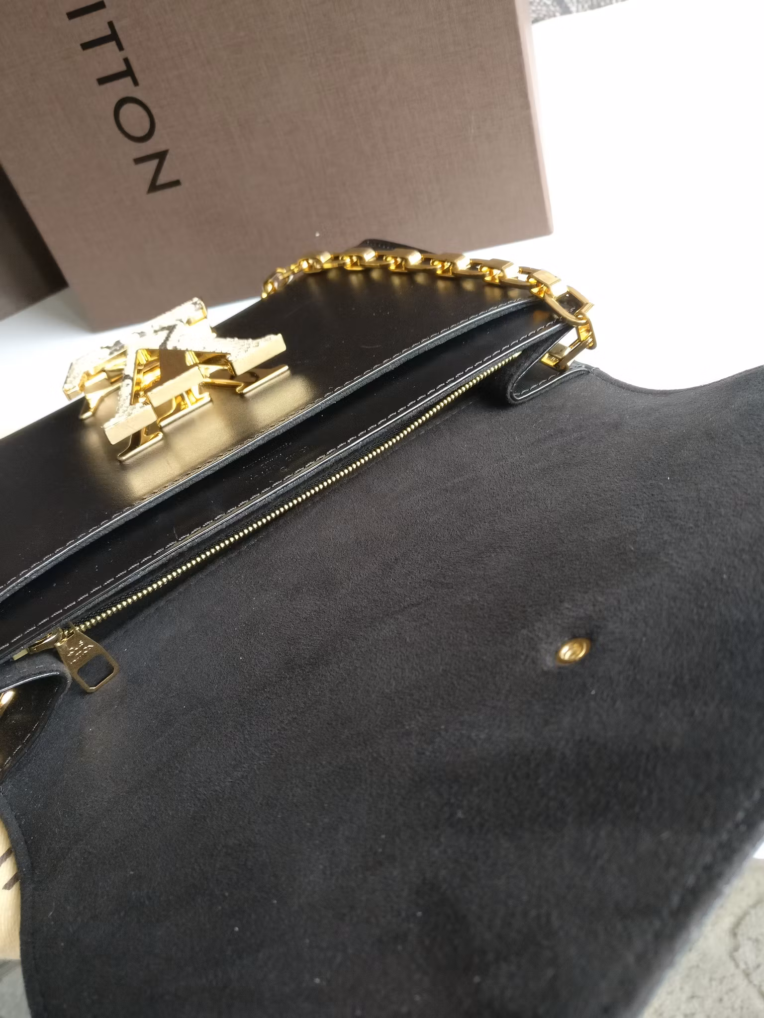 Louis Vuitton Pochette Louise GM Chain Bag Python Clasp