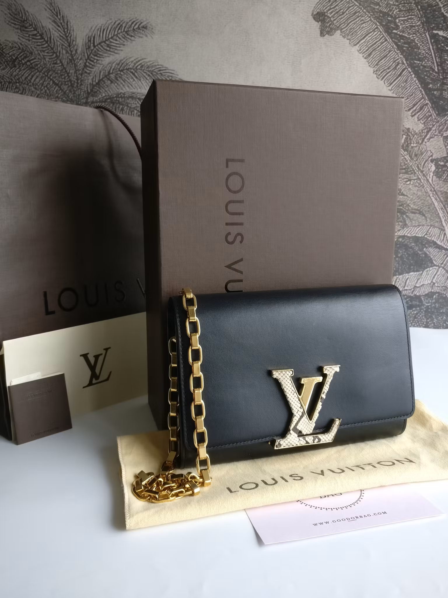 Louis Vuitton Pochette Louise GM Chain Bag Python Clasp