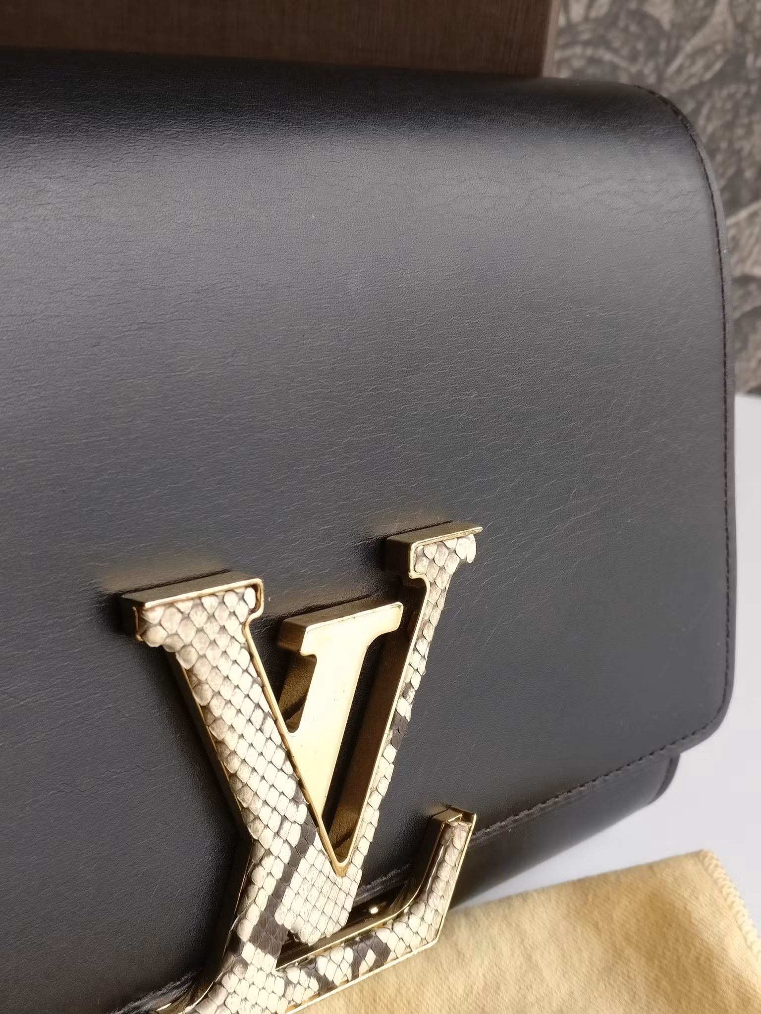 Louis Vuitton Pochette Louise GM Chain Bag Python Clasp