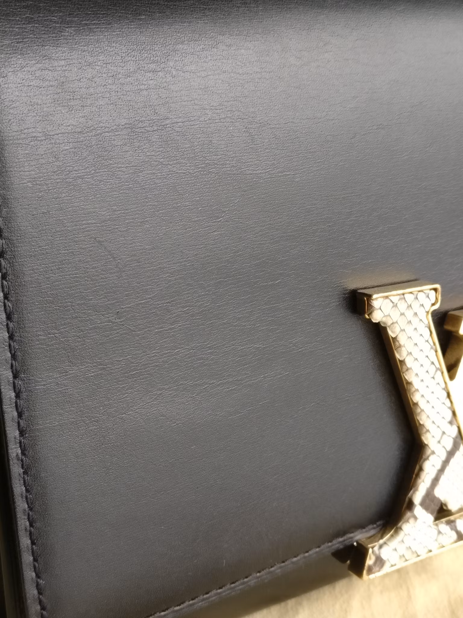 Louis Vuitton Pochette Louise GM Chain Bag Python Clasp