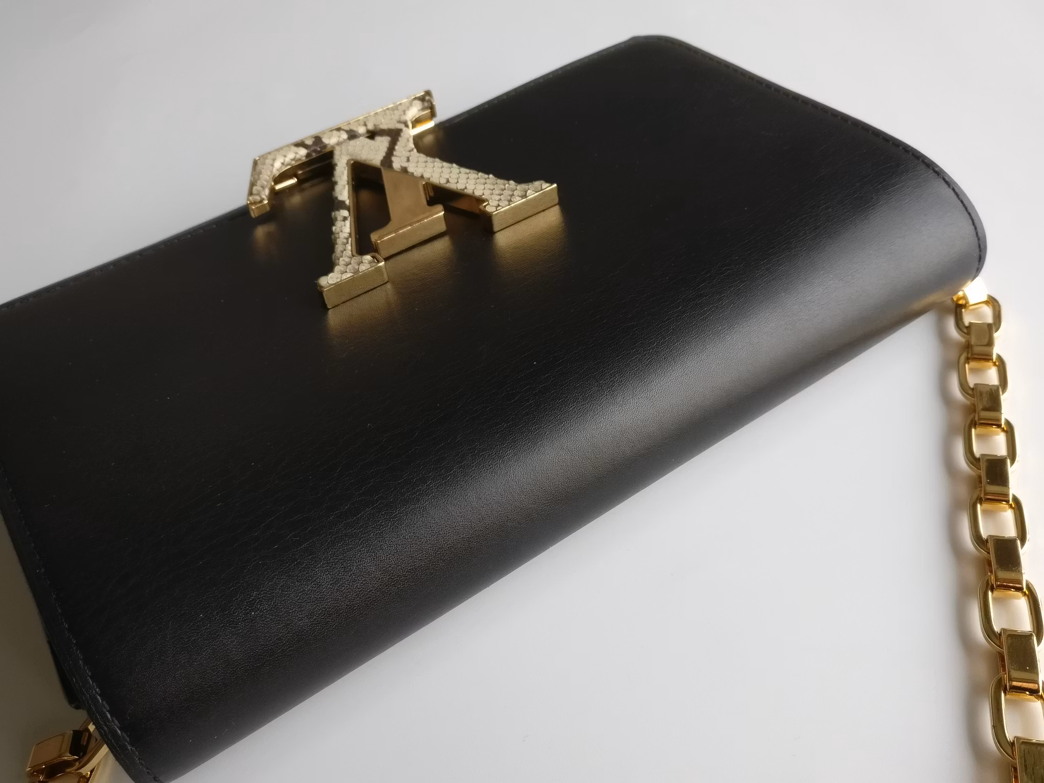 Louis Vuitton Pochette Louise GM Chain Bag Python Clasp
