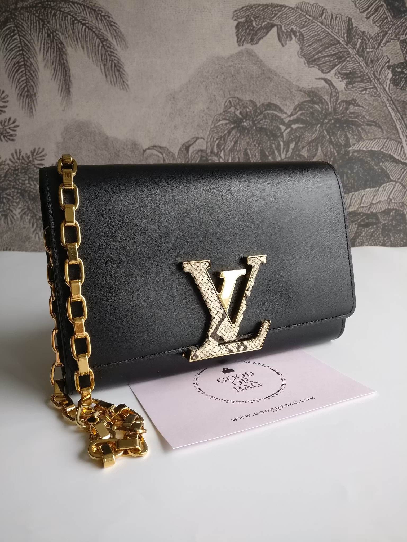 Louis Vuitton Pochette Louise GM Chain Bag Python Clasp