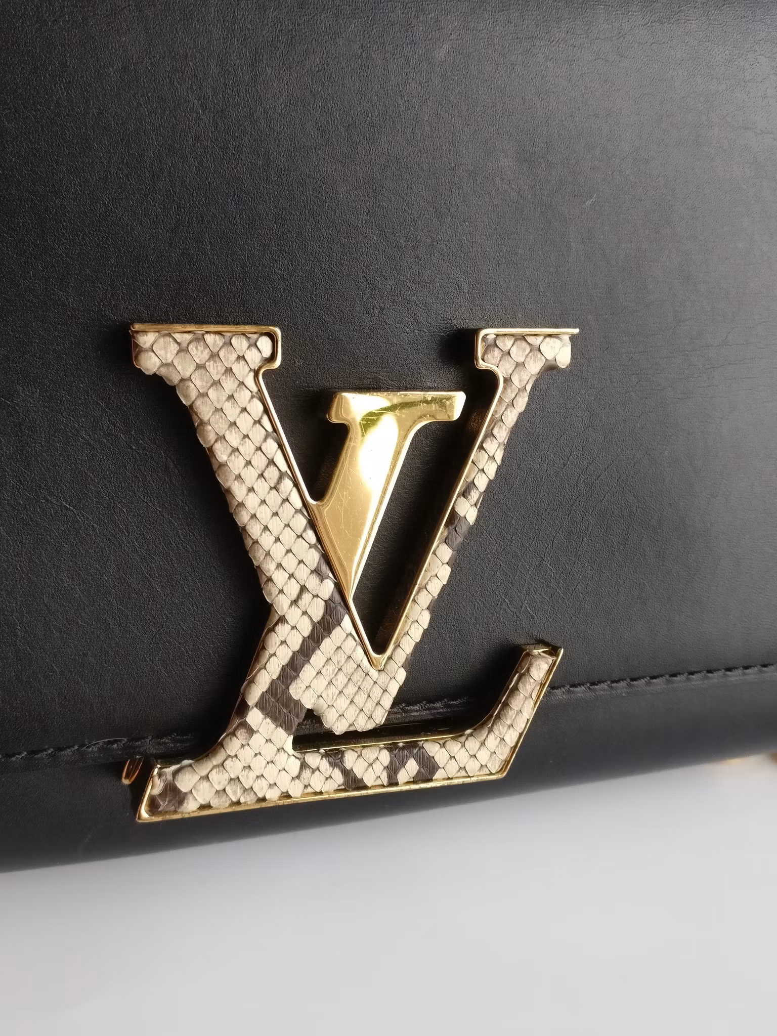 Louis Vuitton Pochette Louise GM Chain Bag Python Clasp