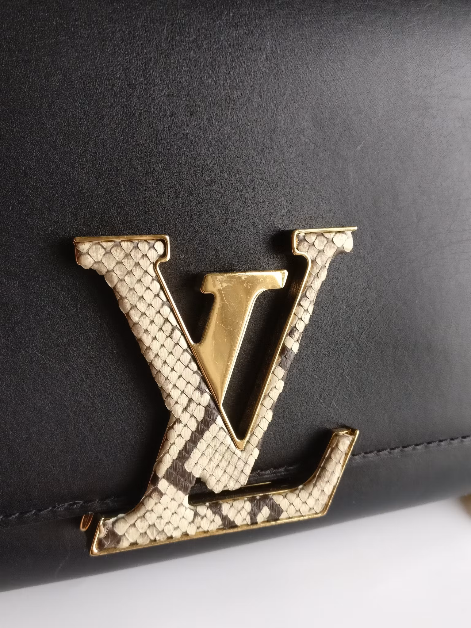 Louis Vuitton Pochette Louise GM Chain Bag Python Clasp