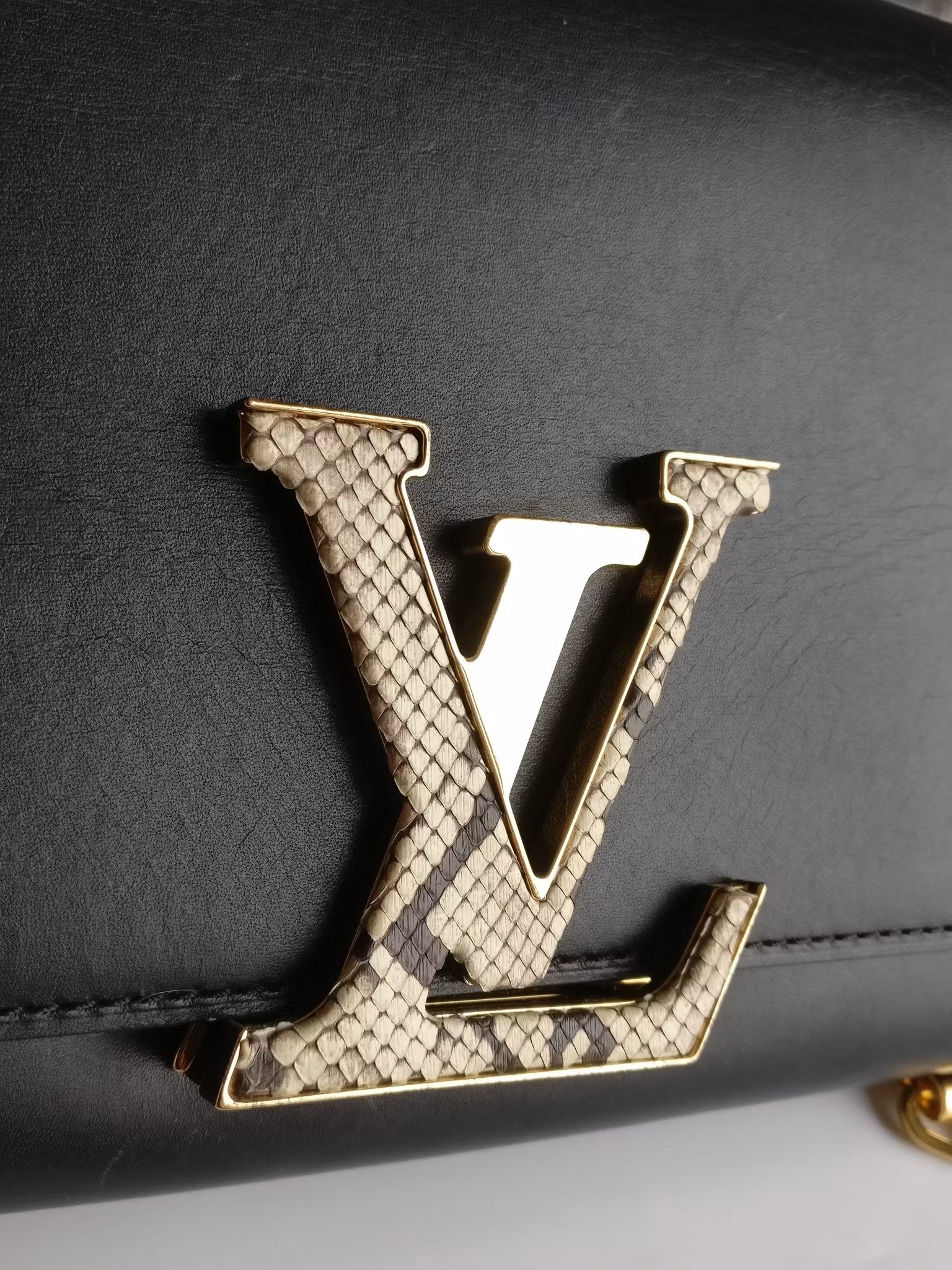 Louis Vuitton Pochette Louise GM Chain Bag Python Clasp