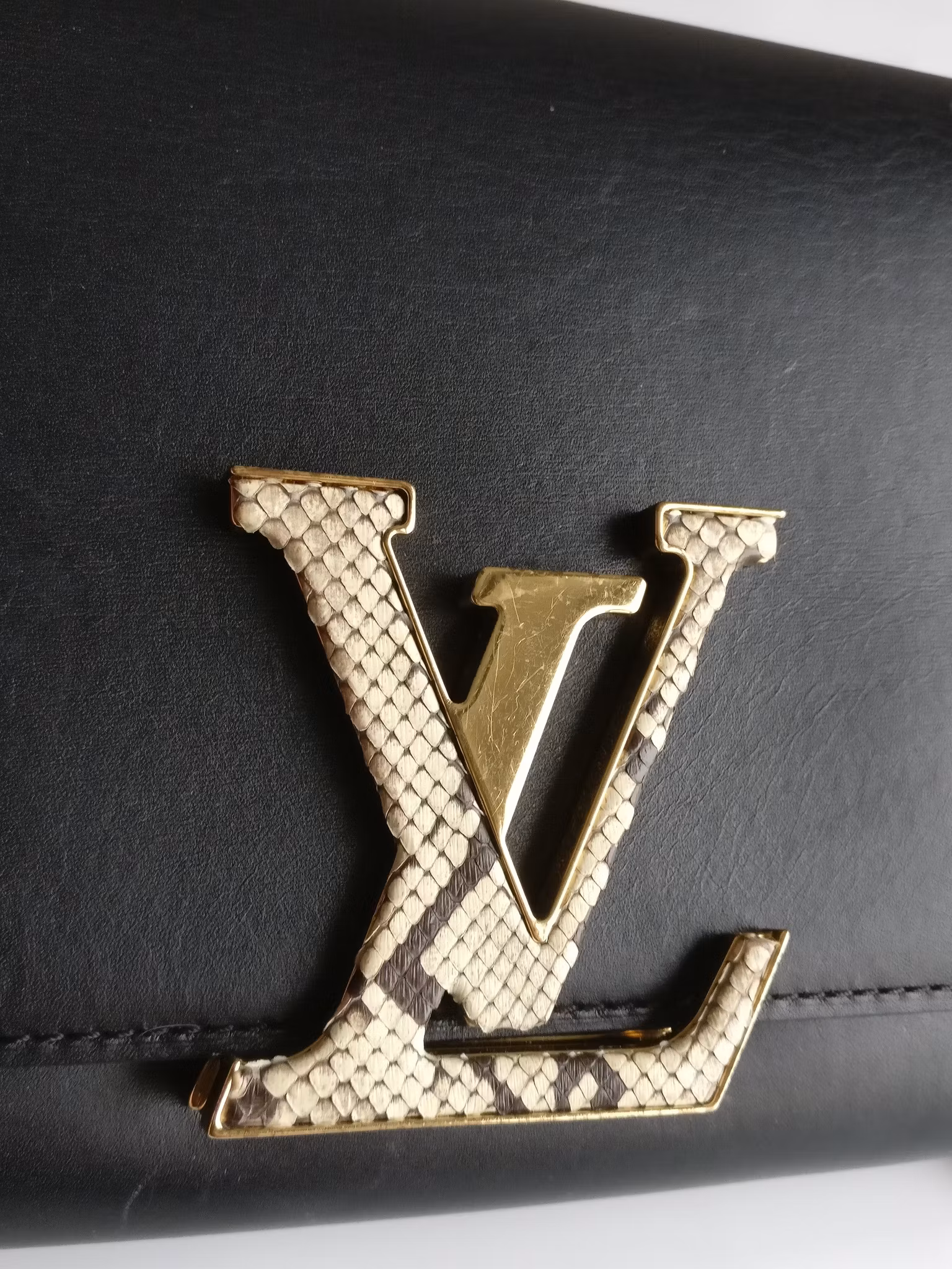 Louis Vuitton Pochette Louise GM Chain Bag Python Clasp