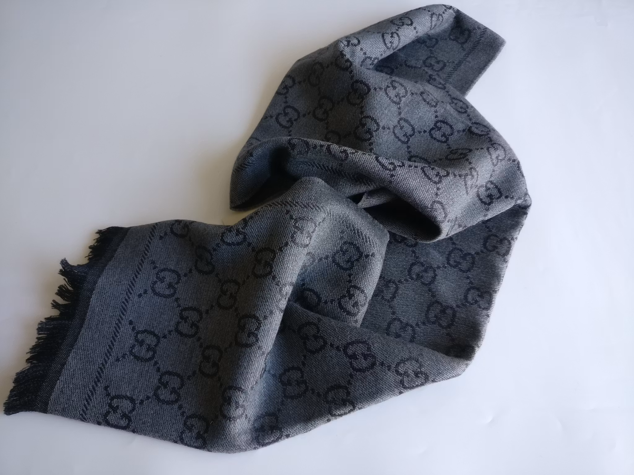 Gucci  GG Jacquard Knitted Wool Scarf