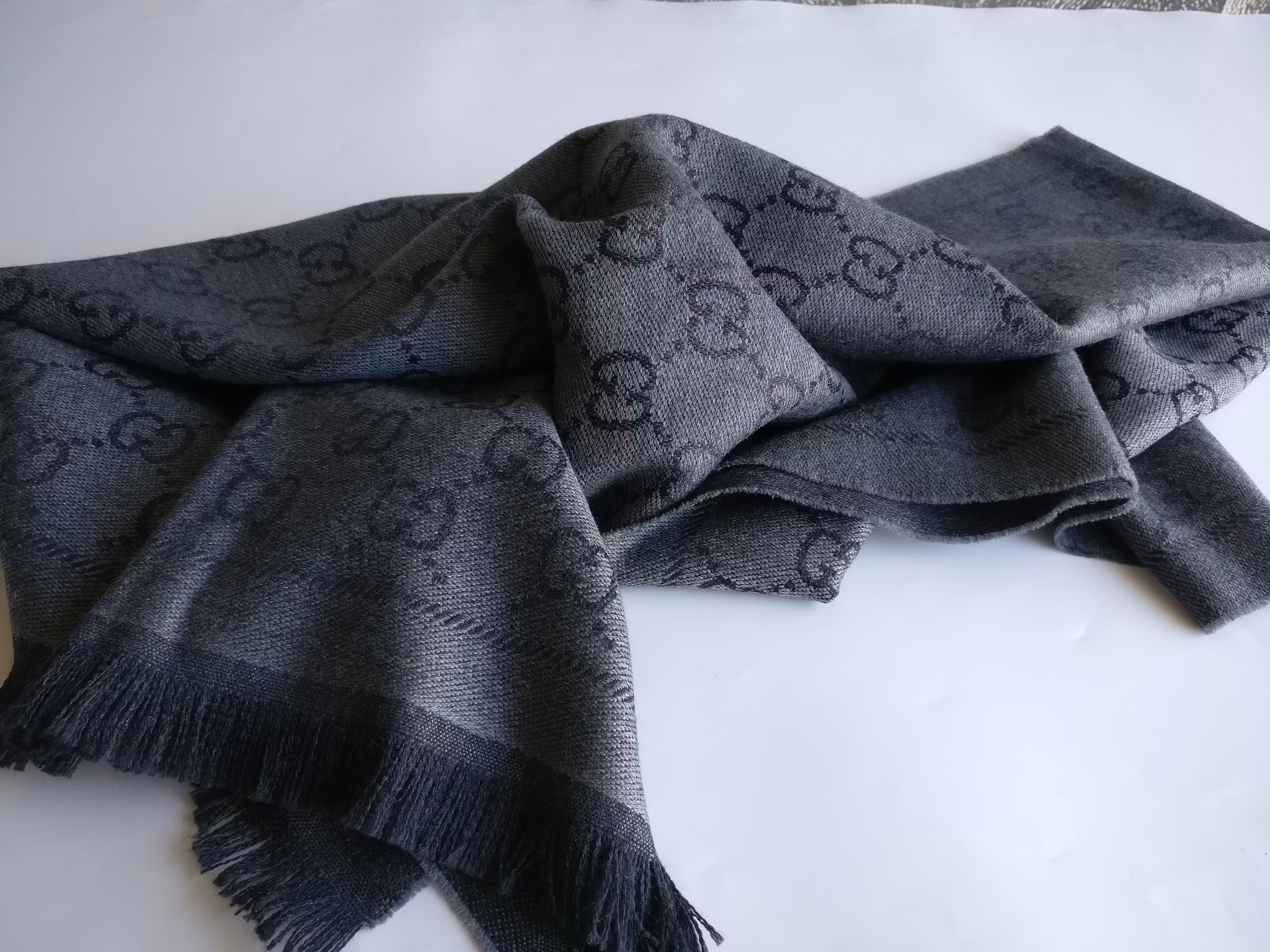 Gucci  GG Jacquard Knitted Wool Scarf
