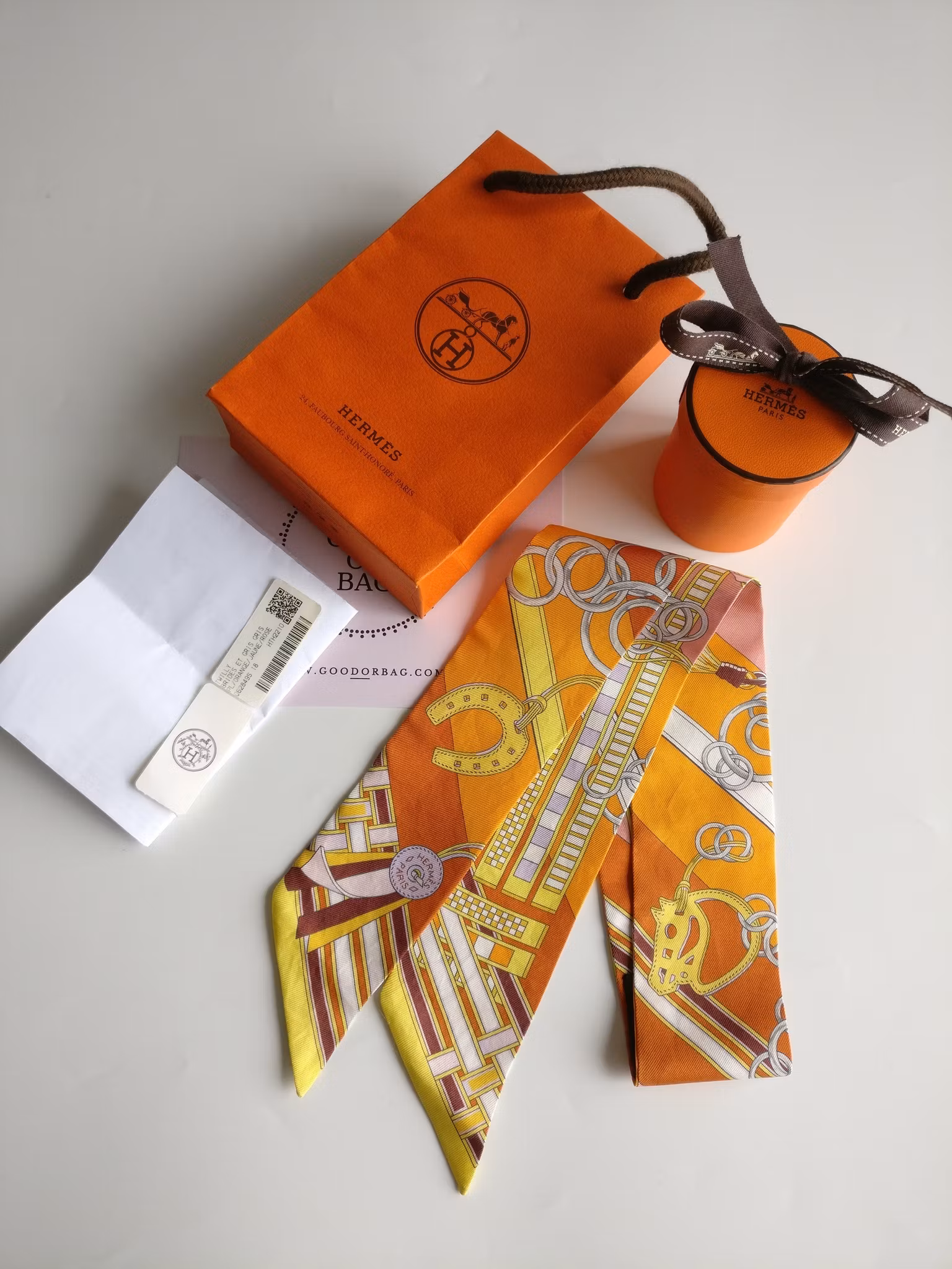 Hermes Silk Twilly Brides et Gris-Gris