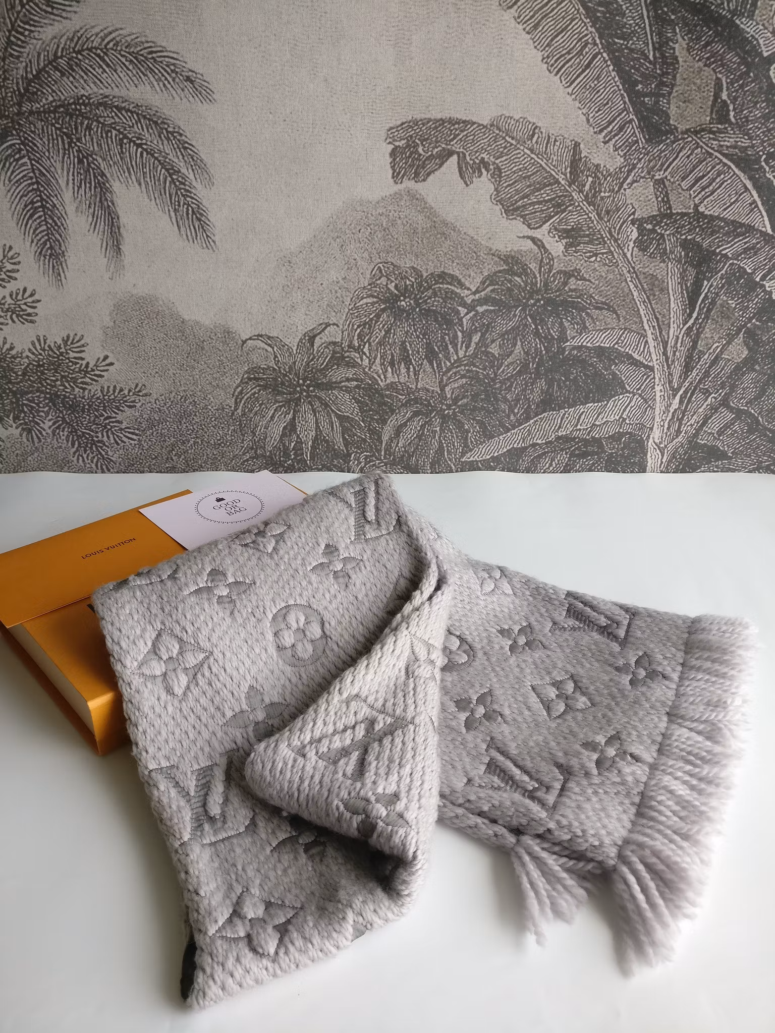 Louis Vuitton Logomania Scarf Pearl Grey