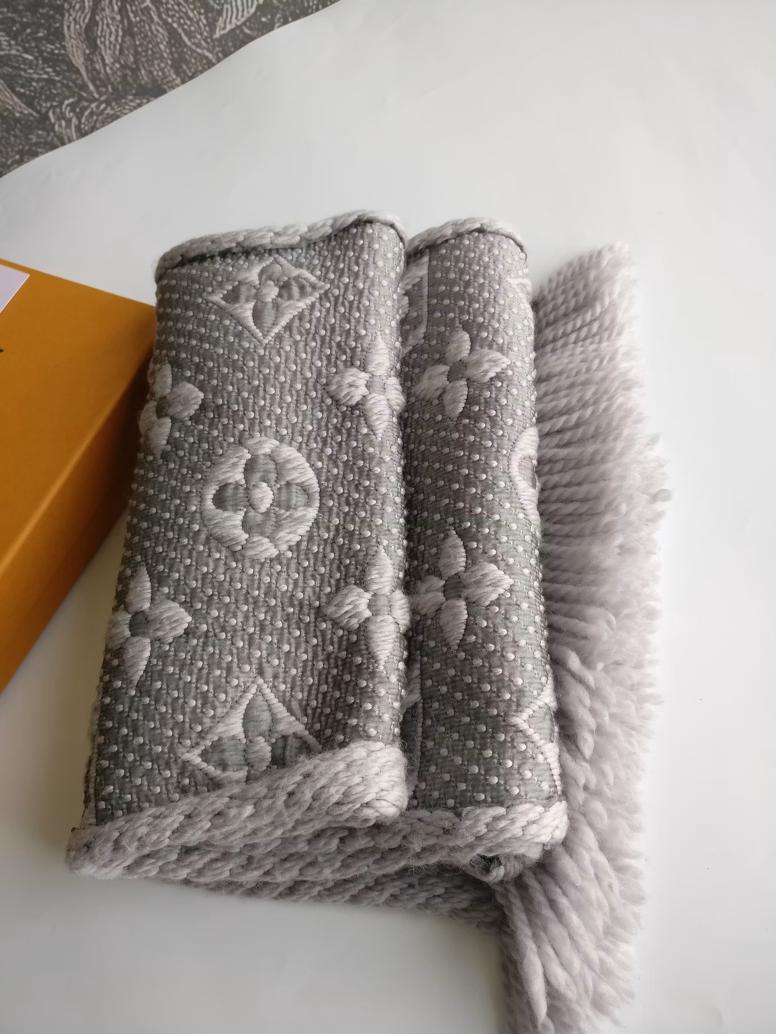Louis Vuitton Logomania Scarf Pearl Grey