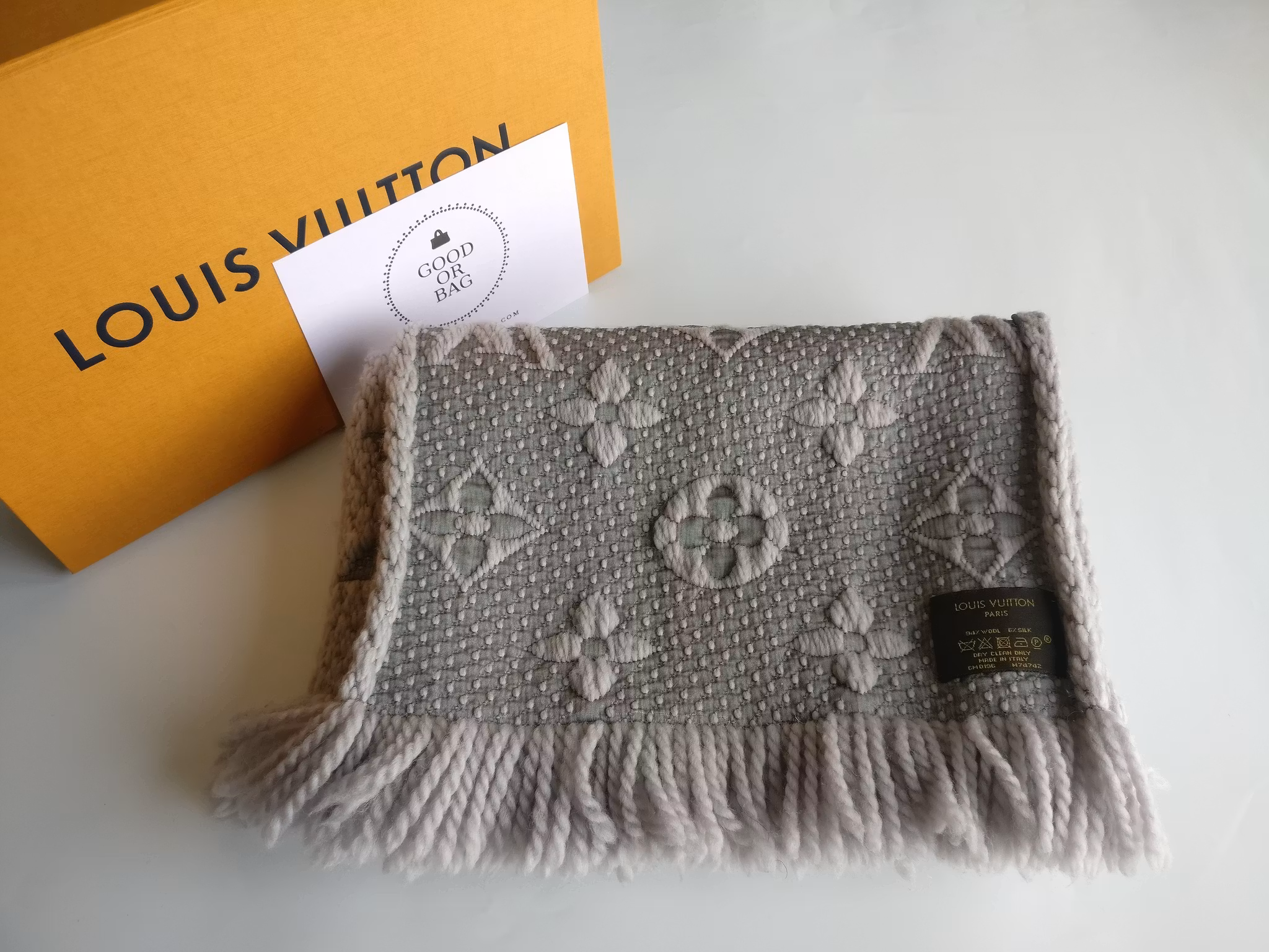 Louis Vuitton Logomania Scarf Pearl Grey