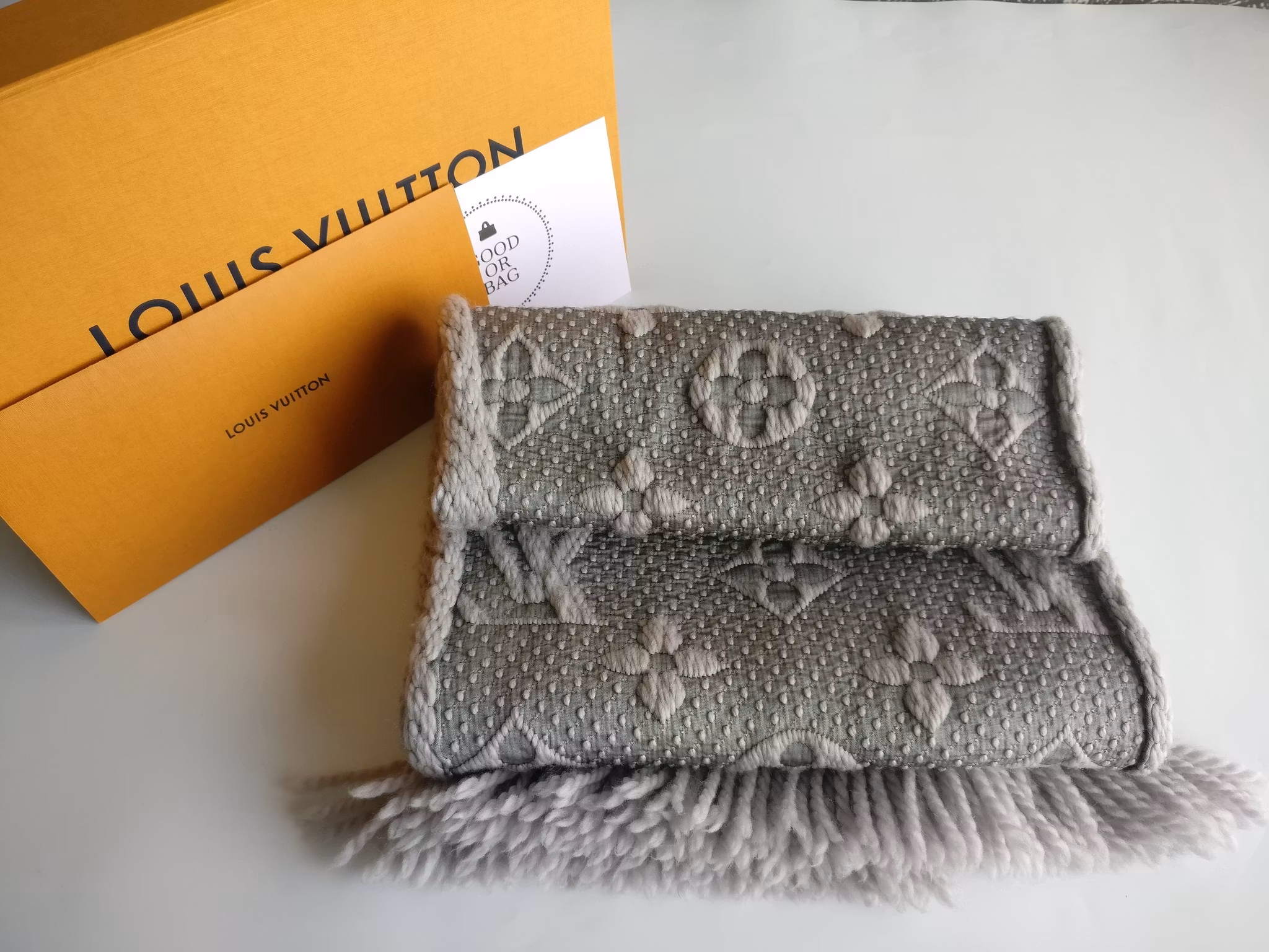 Louis Vuitton Logomania Scarf Pearl Grey