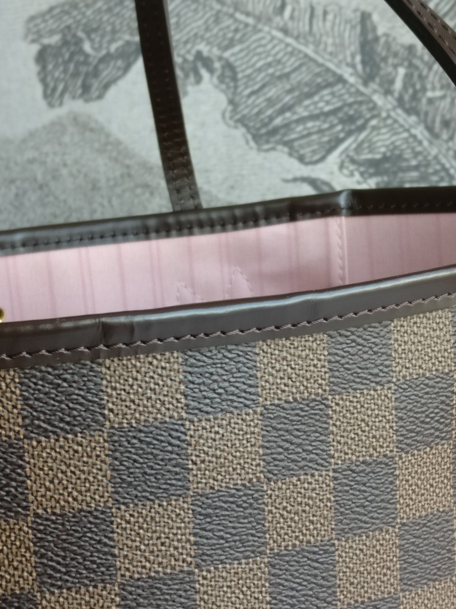 Louis Vuitton Neverfull MM damier ebene rose ballerine