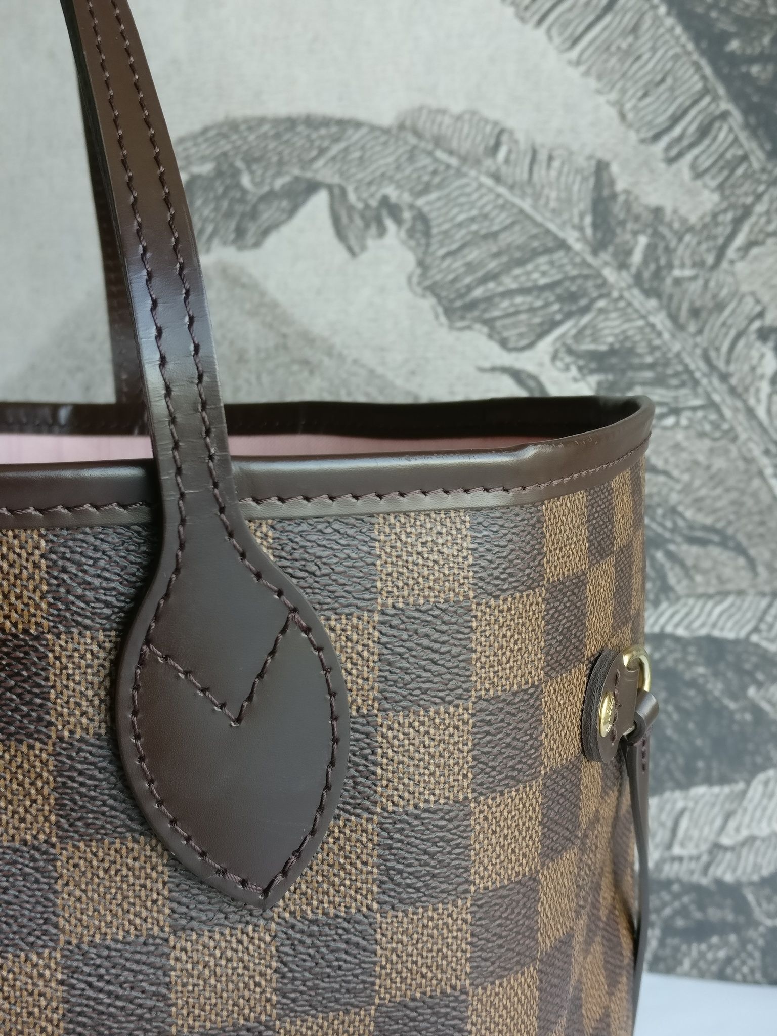 Louis Vuitton Neverfull MM damier ebene rose ballerine