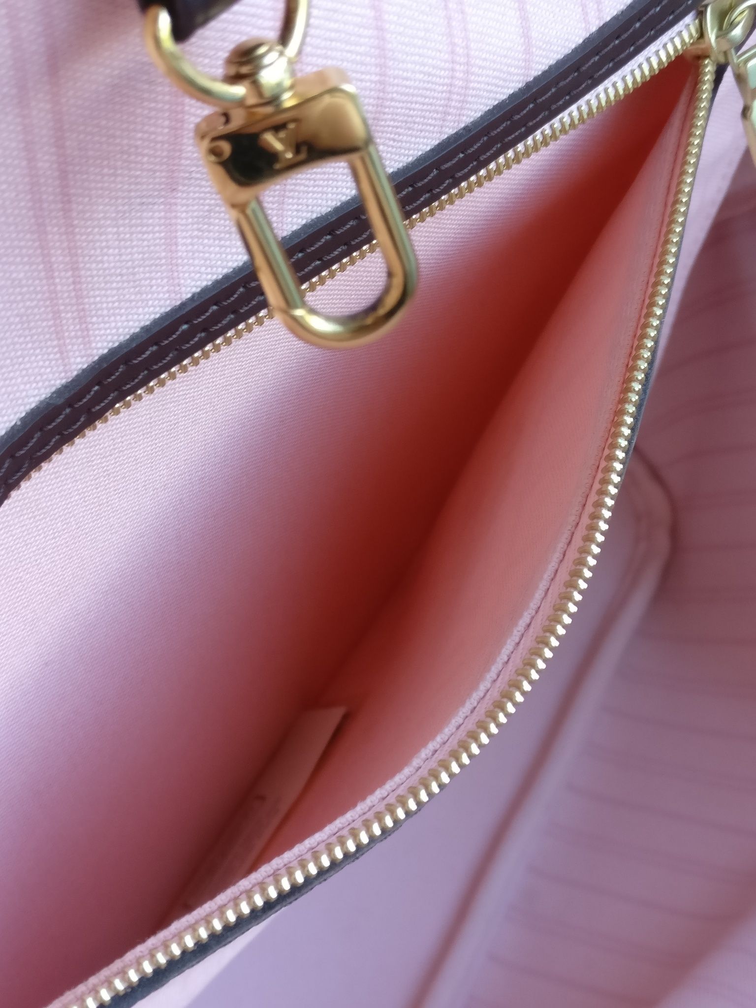 Louis Vuitton Neverfull MM damier ebene rose ballerine