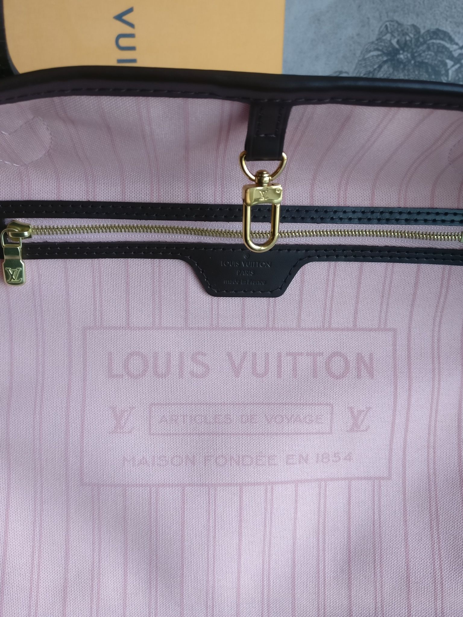 Louis Vuitton Neverfull MM damier ebene rose ballerine