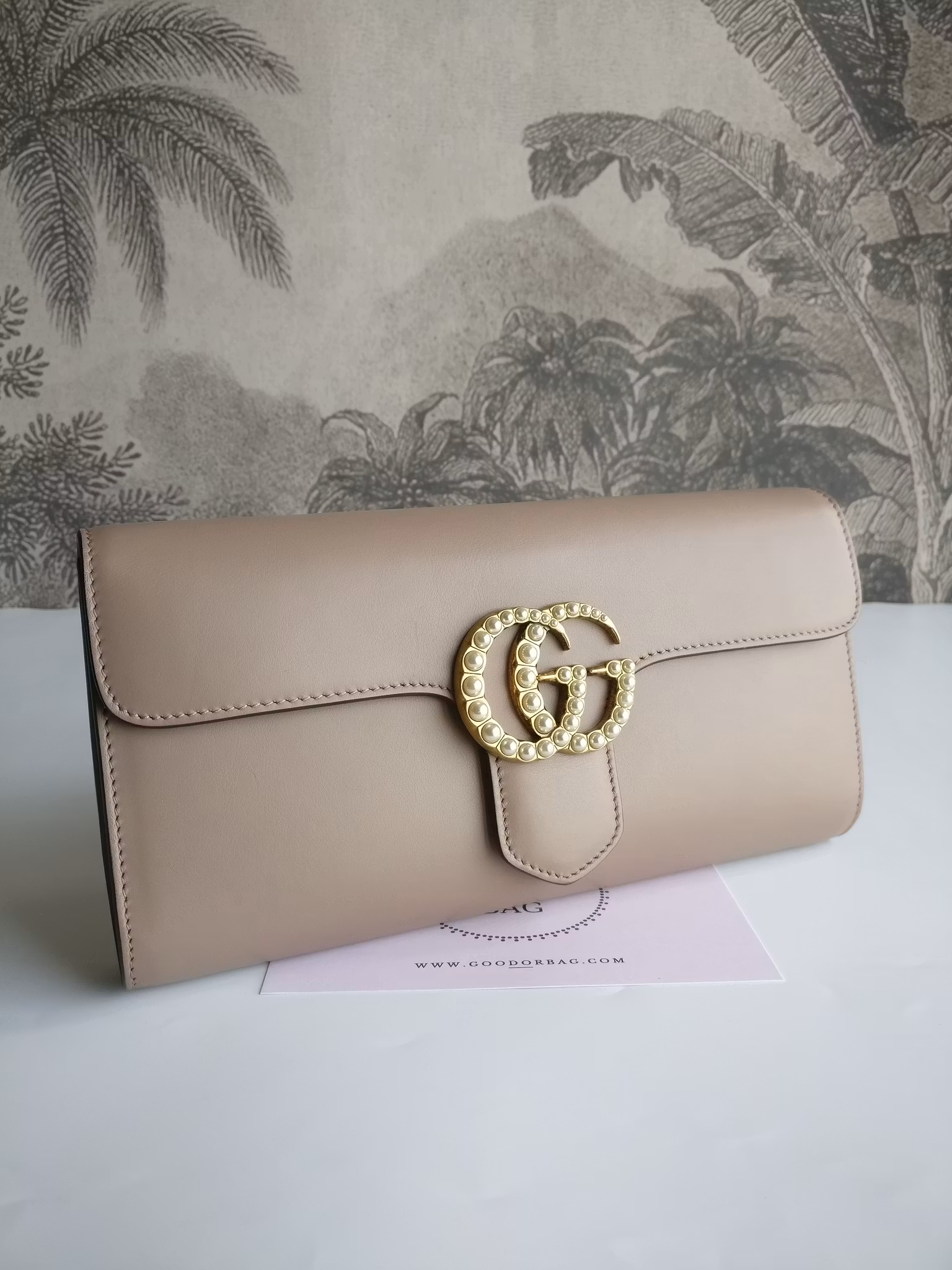Gucci calfskin Pearly GG Marmont Clutch