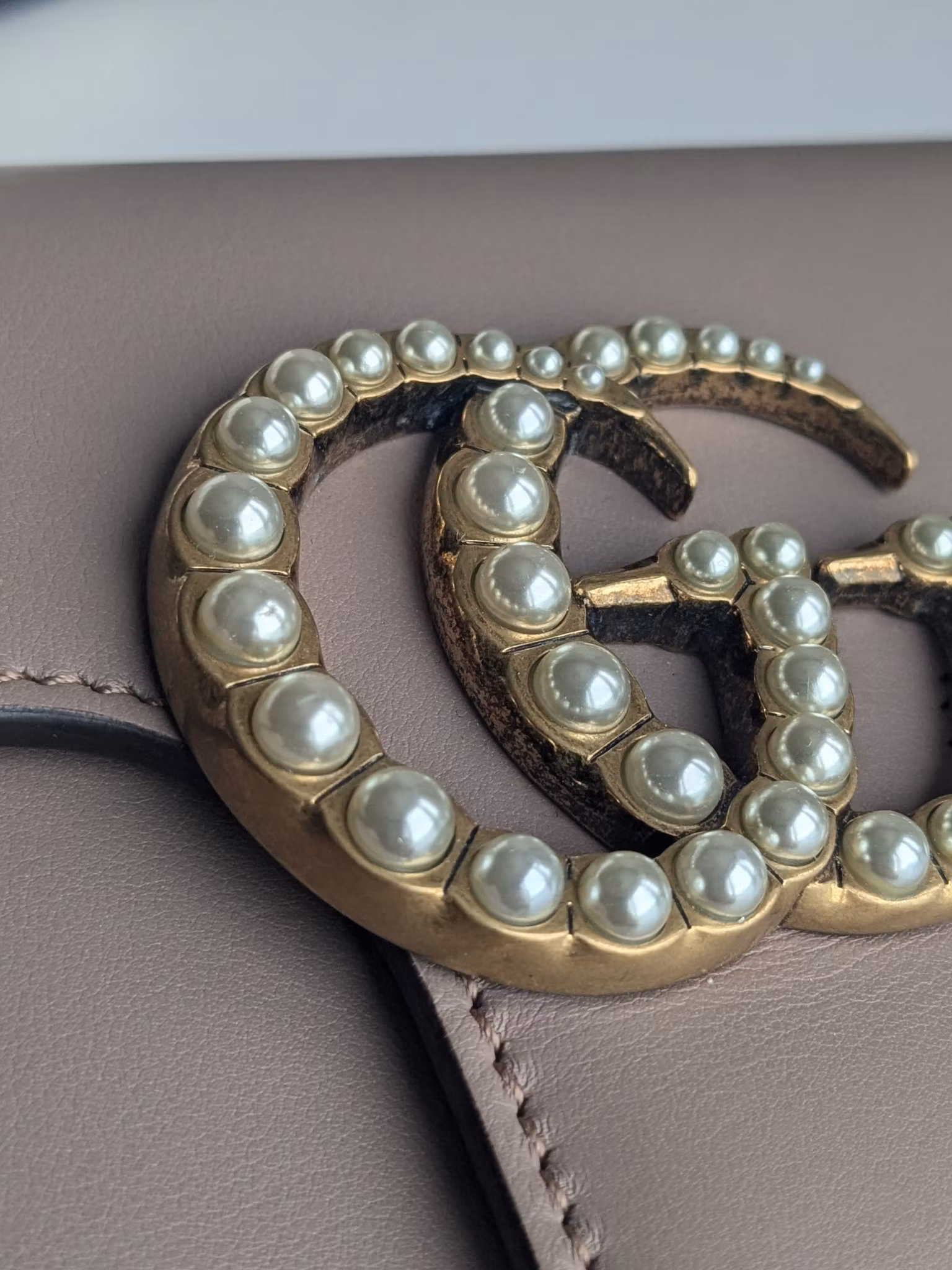 Gucci calfskin Pearly GG Marmont Clutch