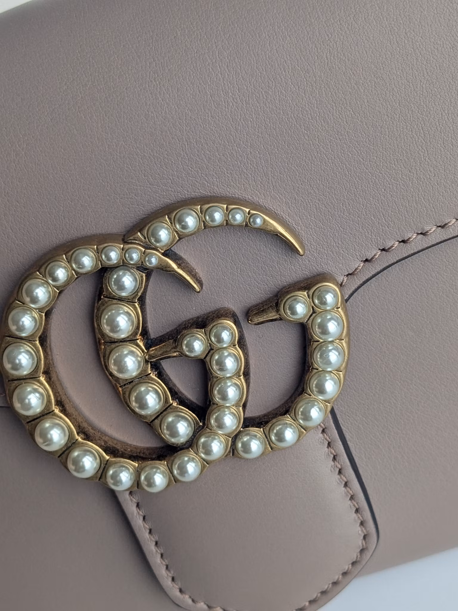 Gucci calfskin Pearly GG Marmont Clutch