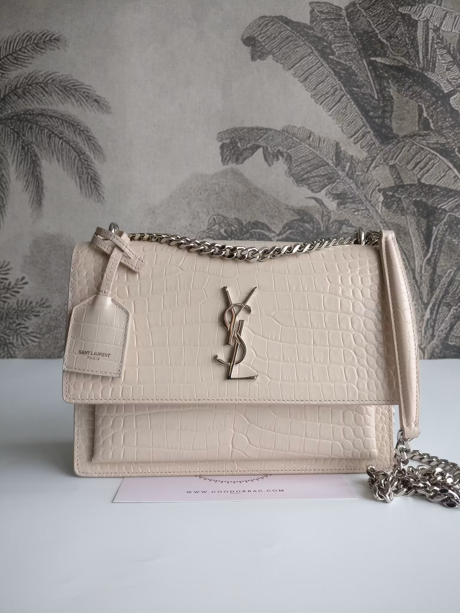Saint Laurent Sunset Medium Crocodile embossed