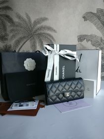 Chanel classic flap long wallet caviar