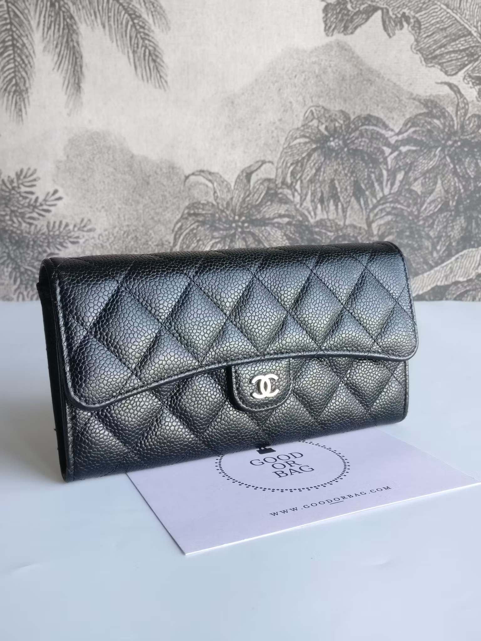Chanel timeless classic flap long wallet caviar