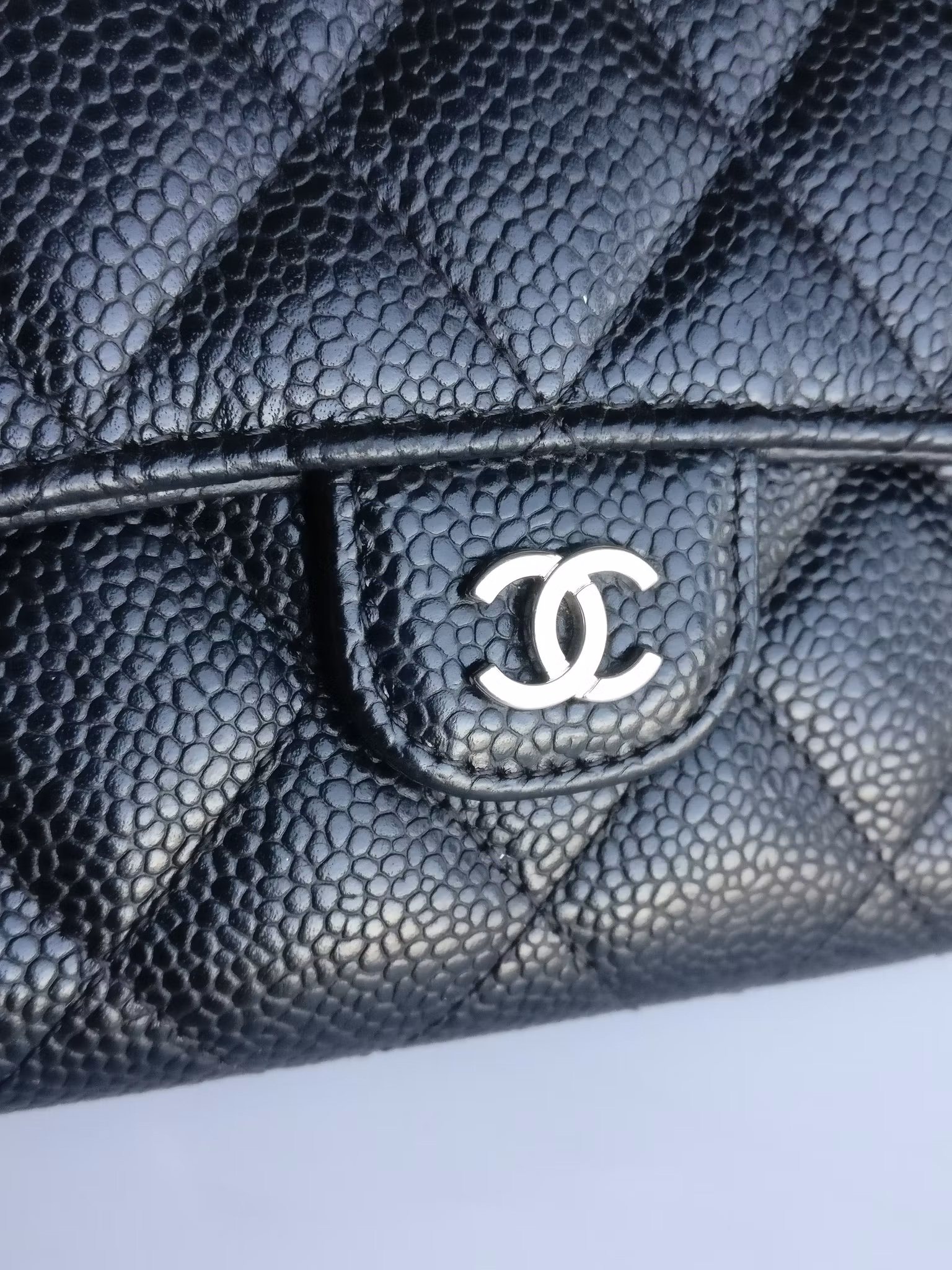 Chanel timeless classic flap long wallet caviar