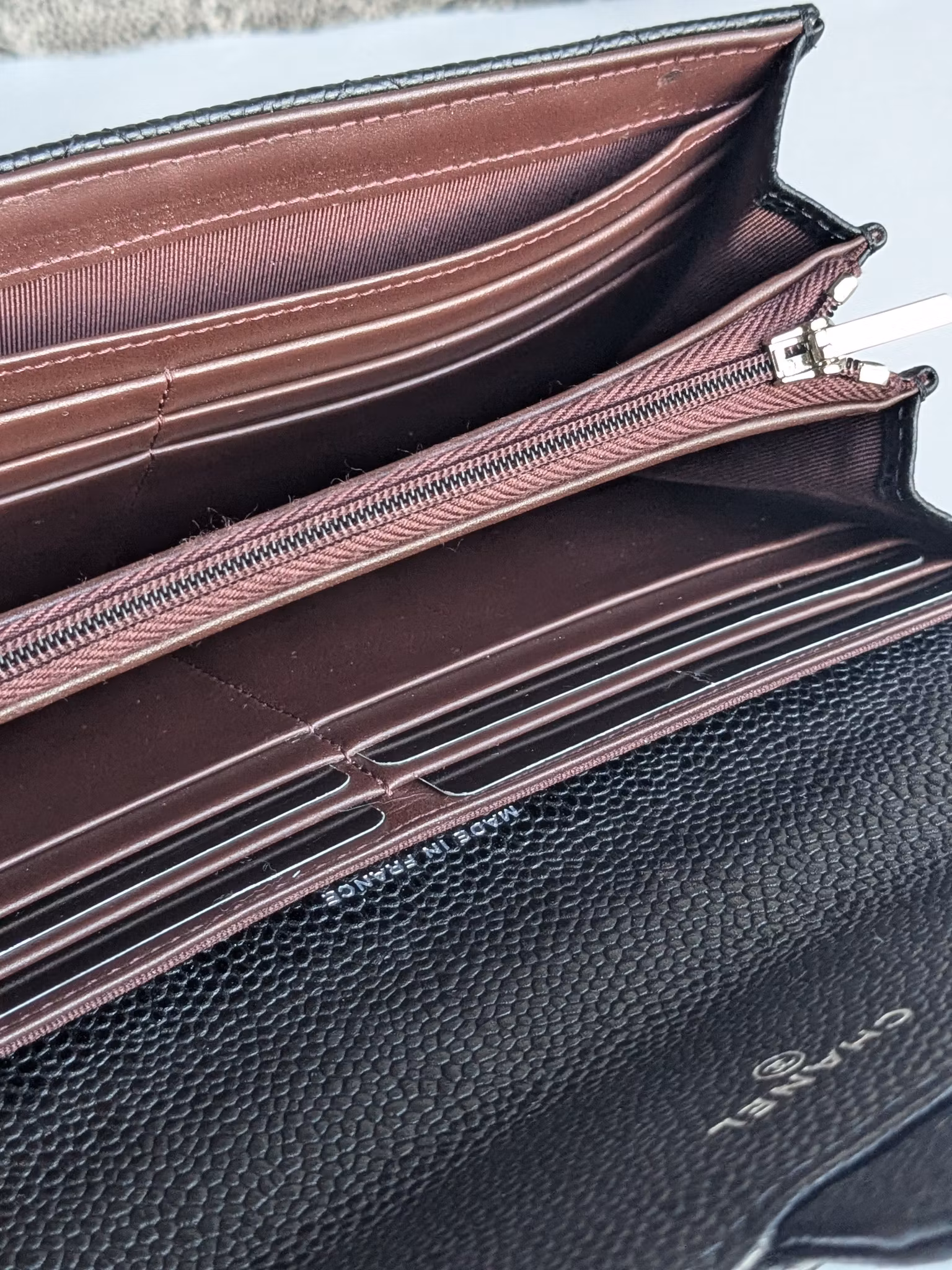 Chanel timeless classic flap long wallet caviar
