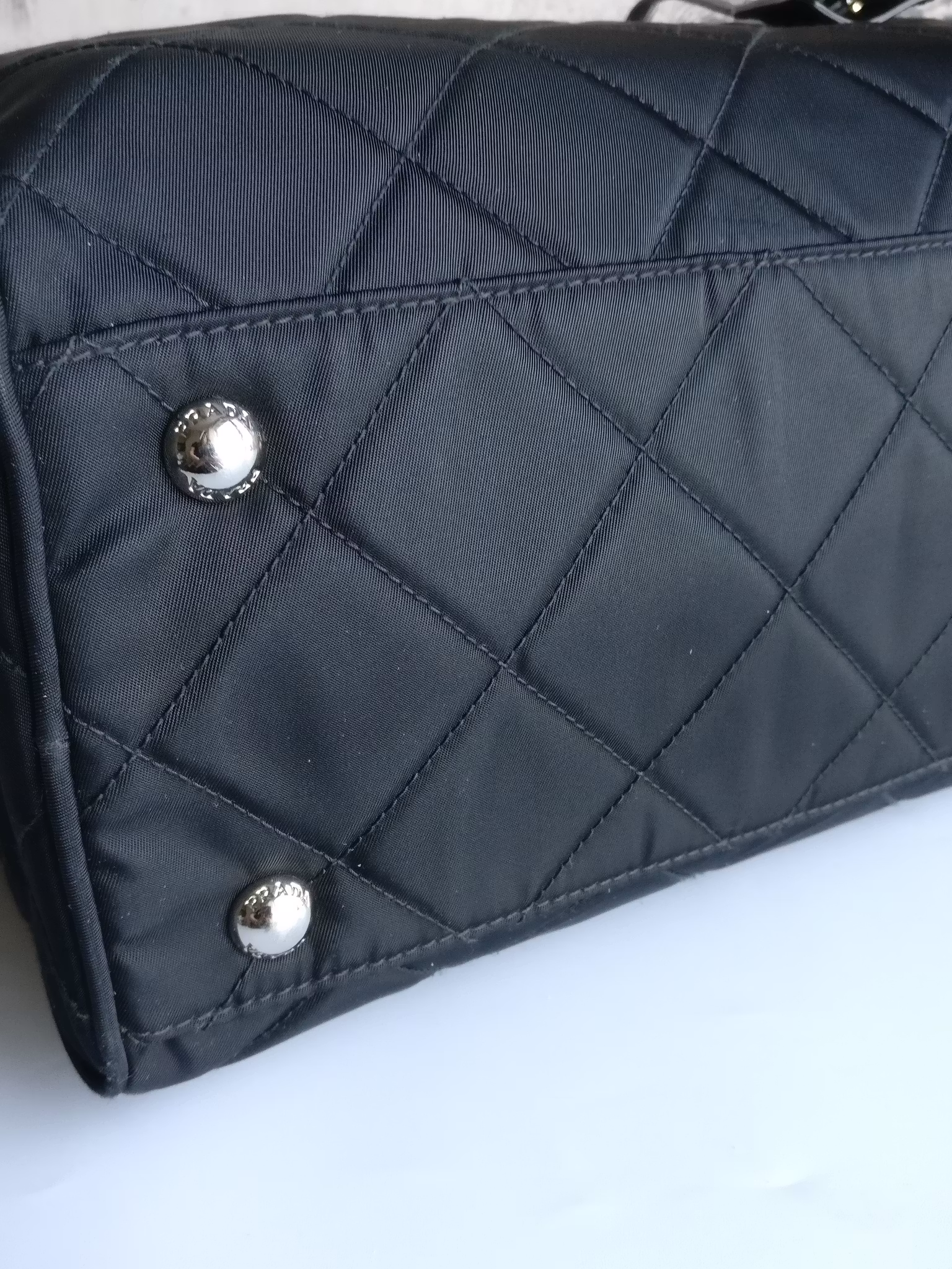 Prada quilted chain bowling bag
