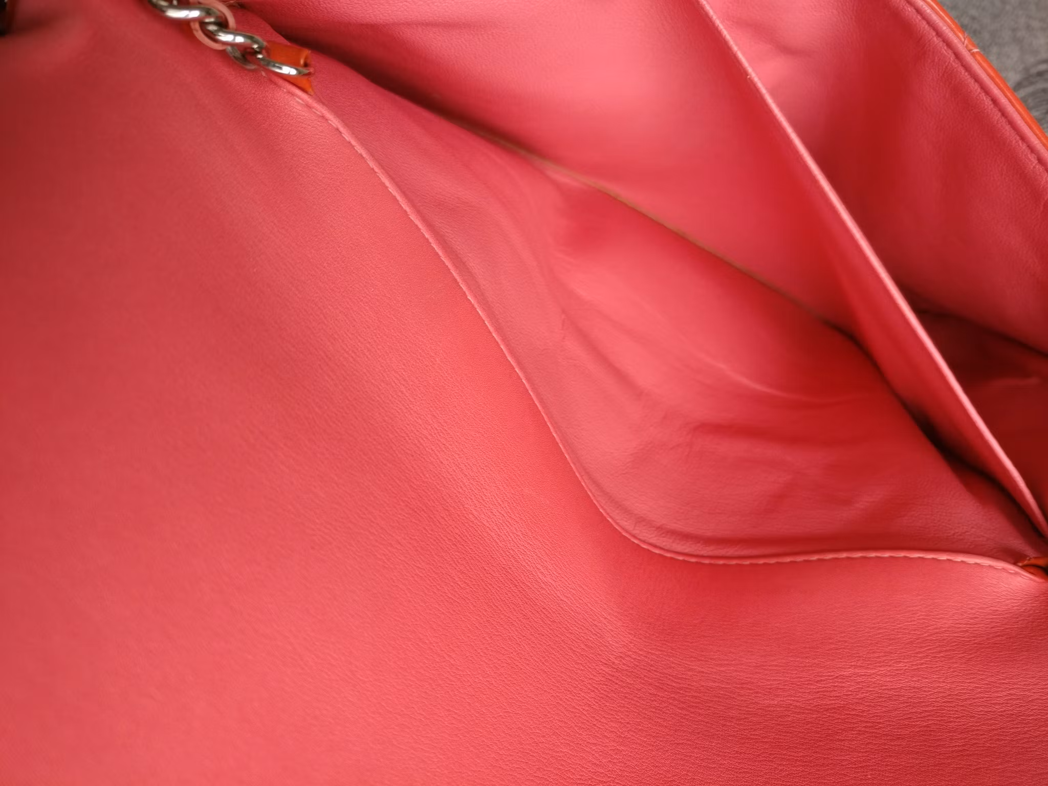 Chanel quilted red patent flap bag