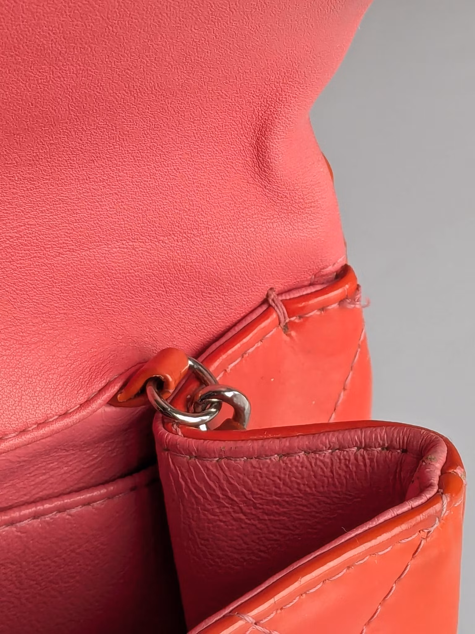 Chanel quilted red patent flap bag