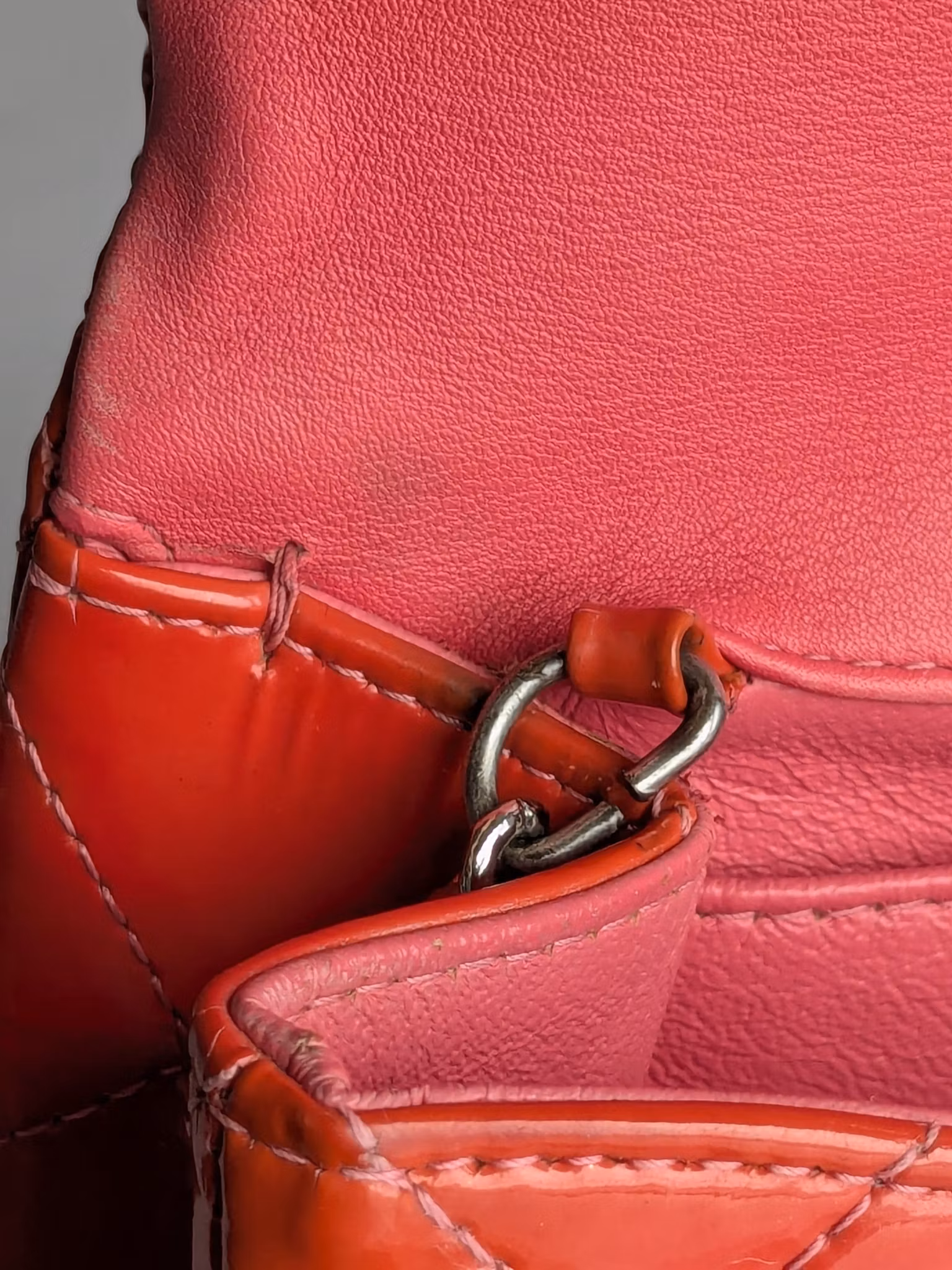 Chanel quilted red patent flap bag