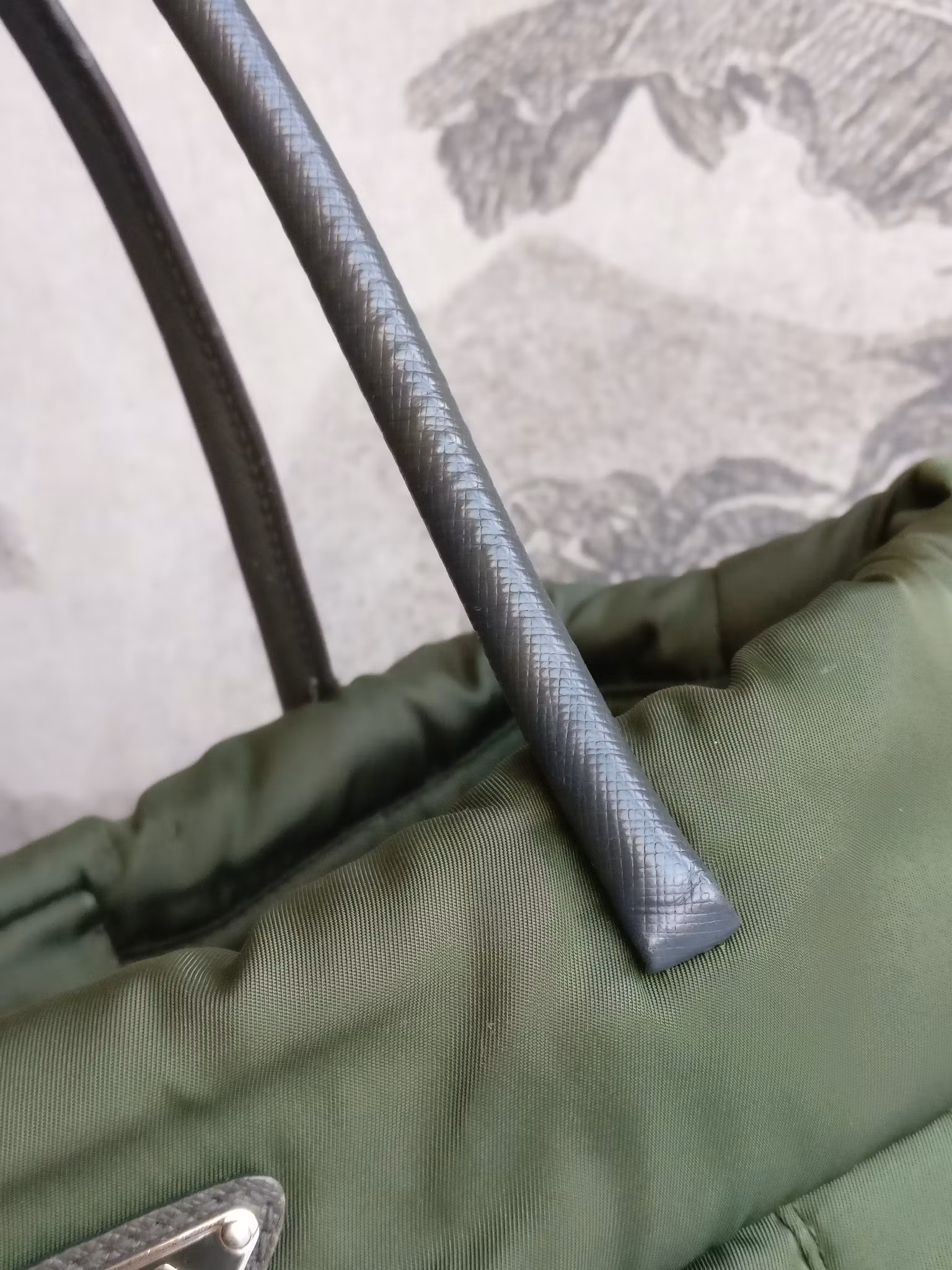 Prada Tessuto Nylon Bomber Tote Khaki