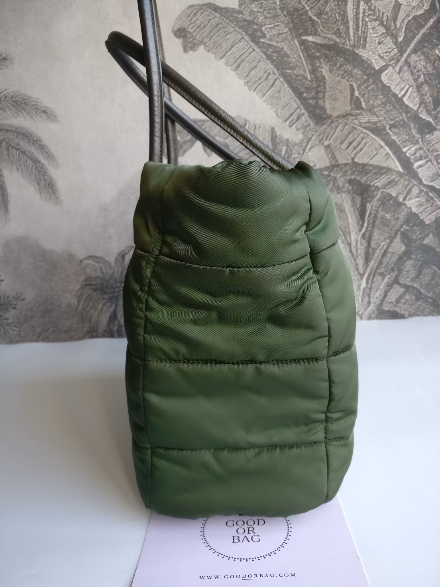 Prada Tessuto Nylon Bomber Tote Khaki