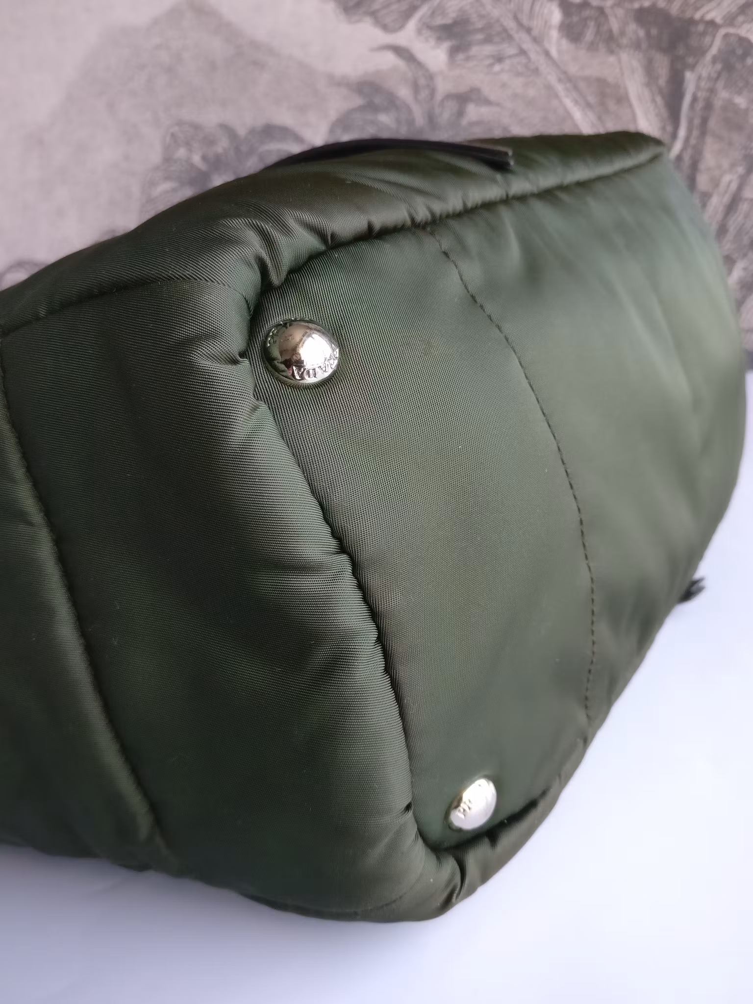 Prada Tessuto Nylon Bomber Tote Khaki