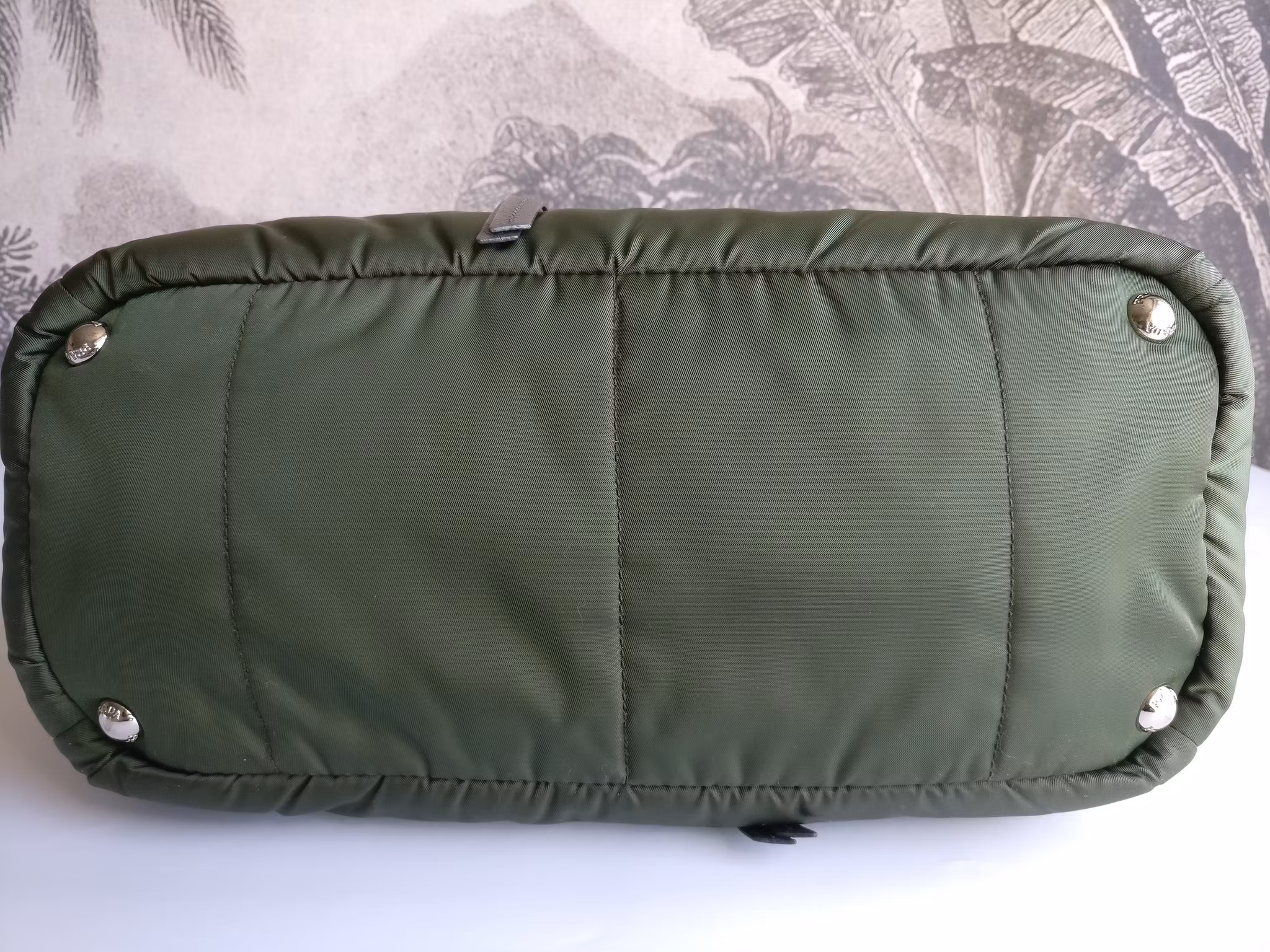 Prada Tessuto Nylon Bomber Tote Khaki