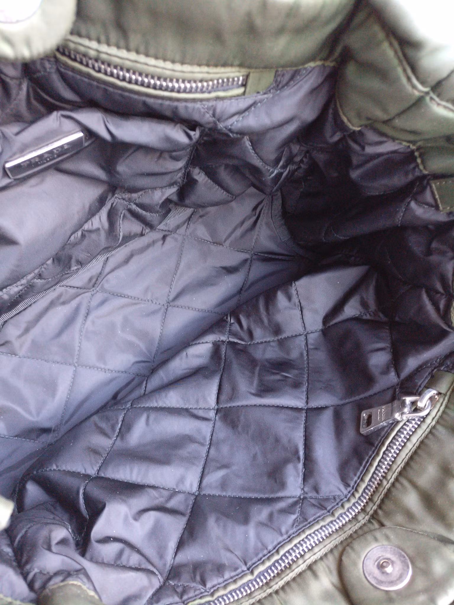 Prada Tessuto Nylon Bomber Tote Khaki