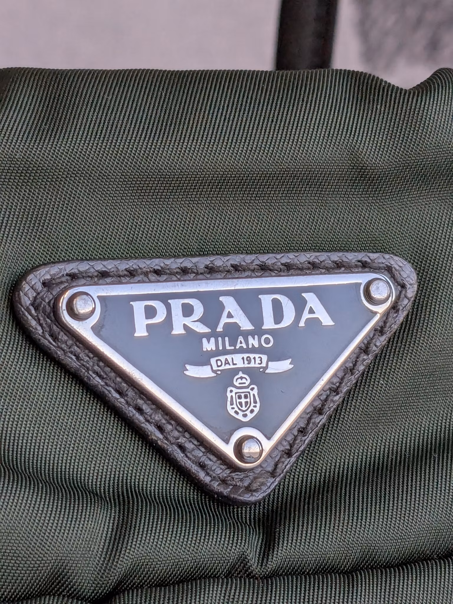 Prada Tessuto Nylon Bomber Tote Khaki