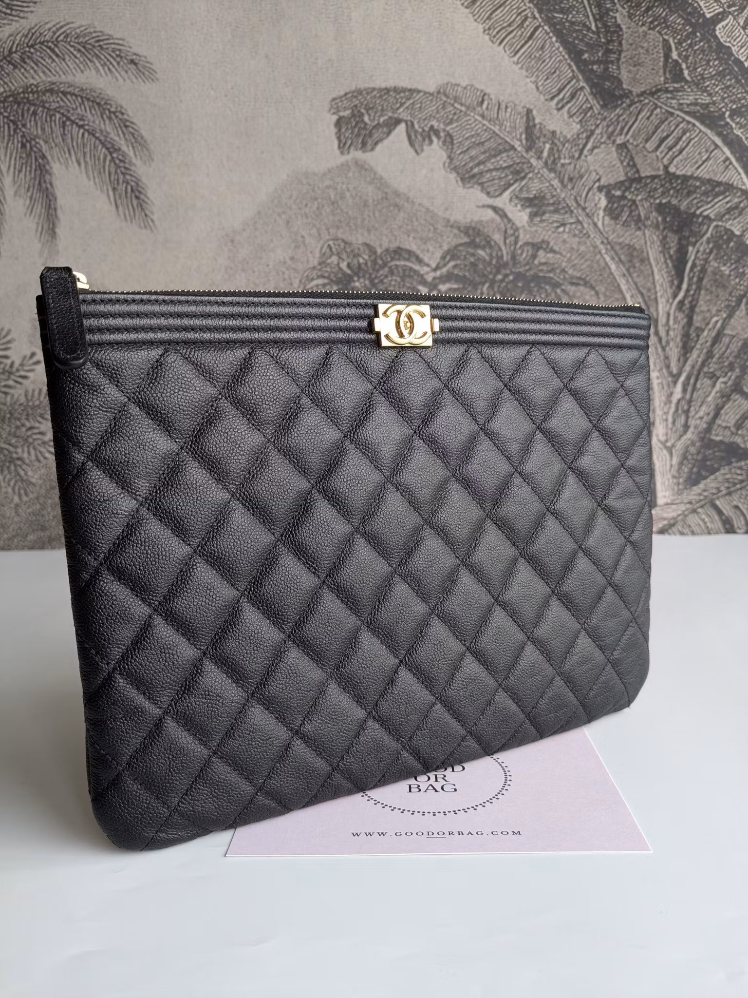 Chanel Medium Quilted Caviar Boy O Case Clutch
