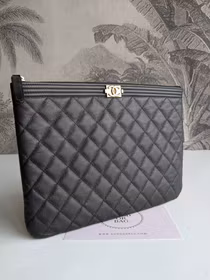 Chanel Medium Quilted Caviar Boy O Case Clutch