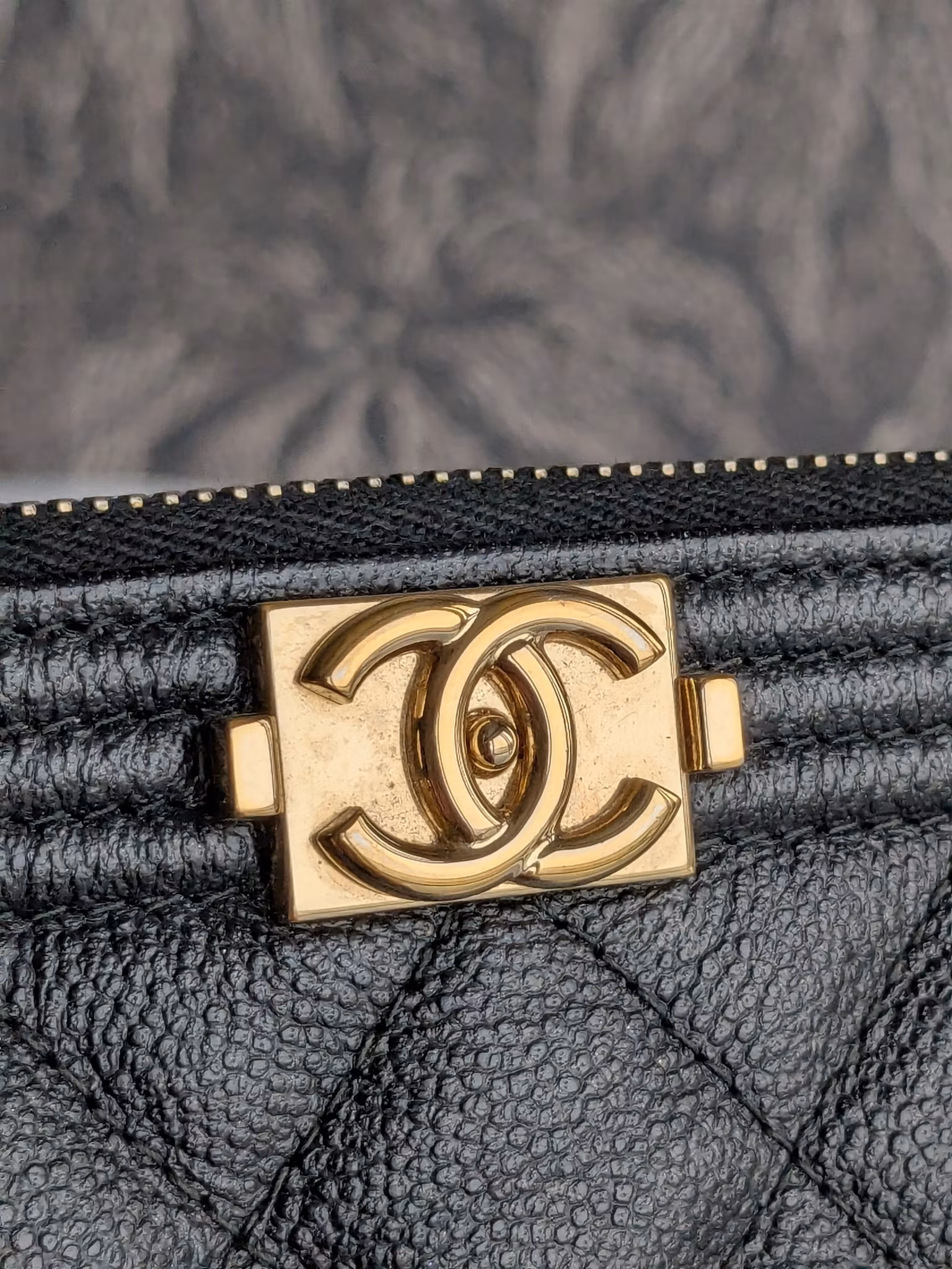 Chanel Medium Quilted Caviar Boy O Case Clutch