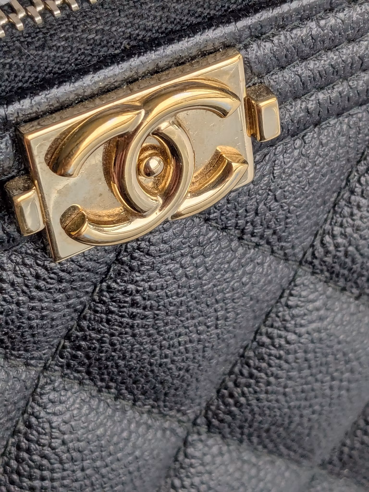 Chanel Medium Quilted Caviar Boy O Case Clutch