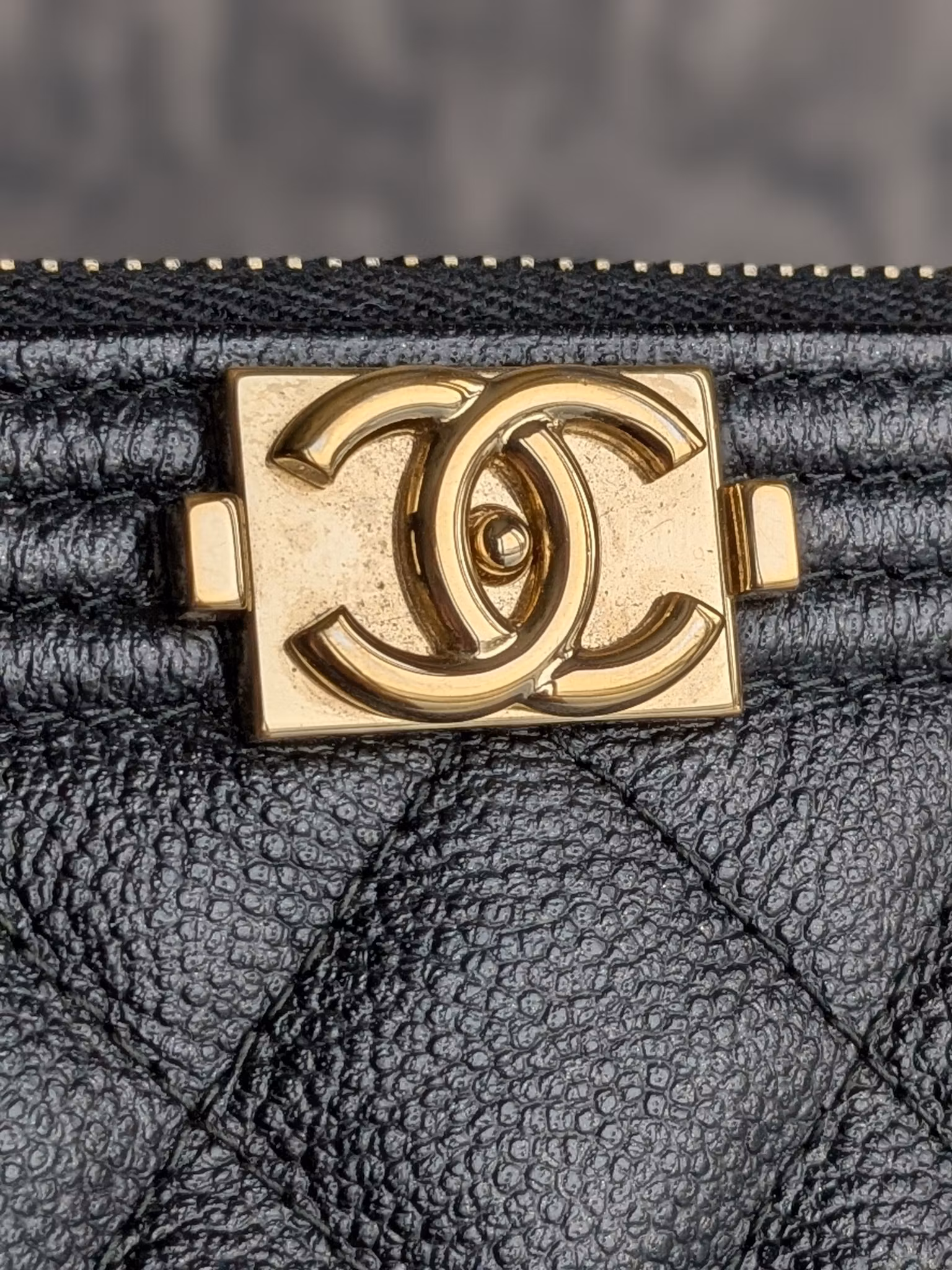 Chanel Medium Quilted Caviar Boy O Case Clutch