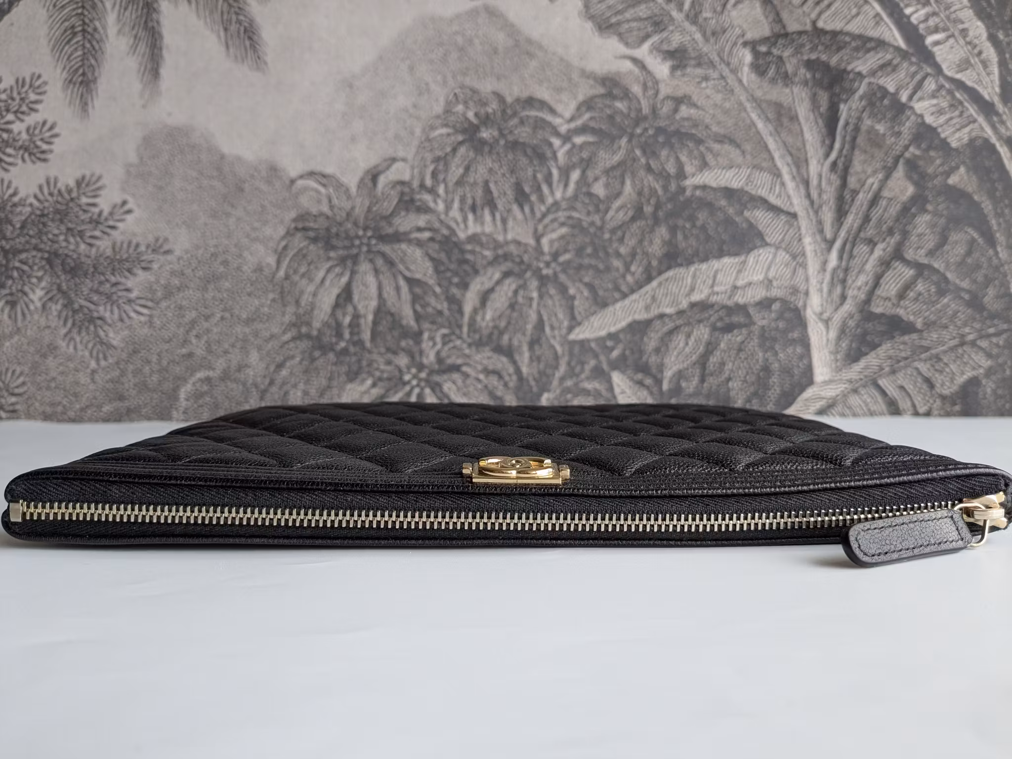 Chanel Medium Quilted Caviar Boy O Case Clutch