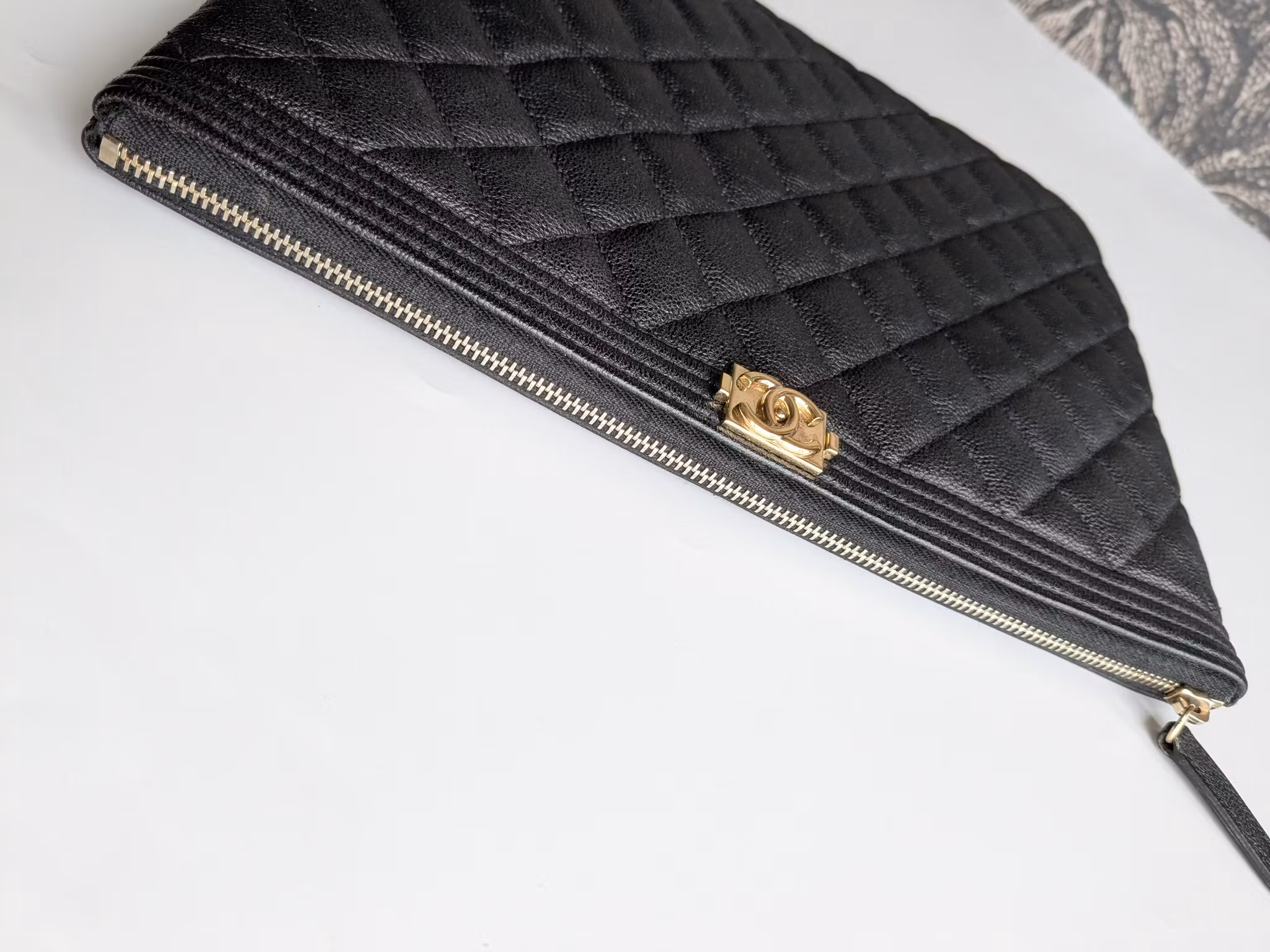 Chanel Medium Quilted Caviar Boy O Case Clutch
