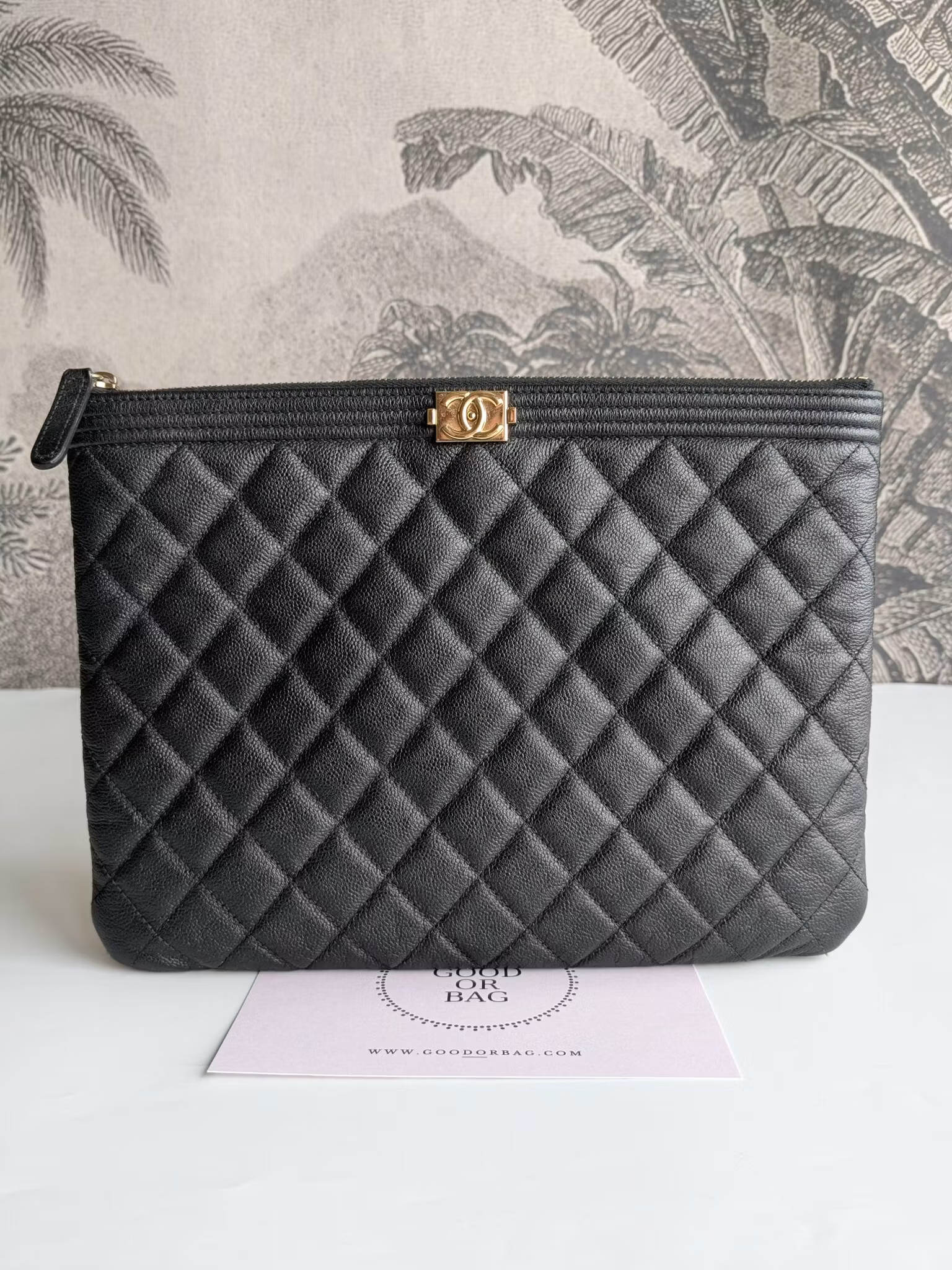Chanel Medium Quilted Caviar Boy O Case Clutch